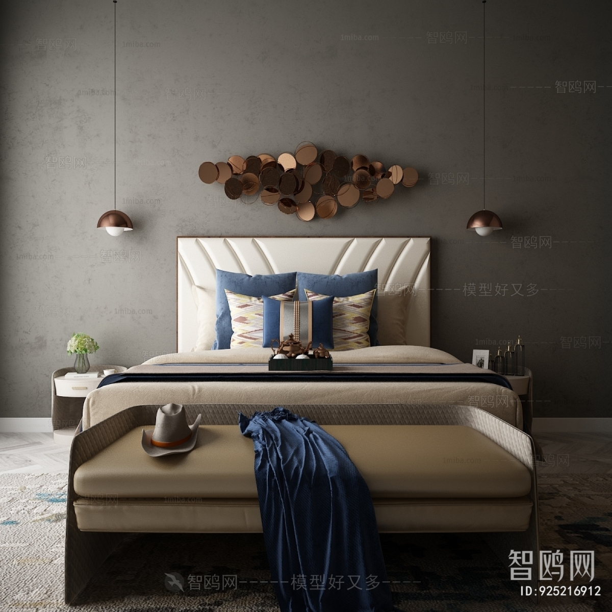 New Chinese Style Single Bed