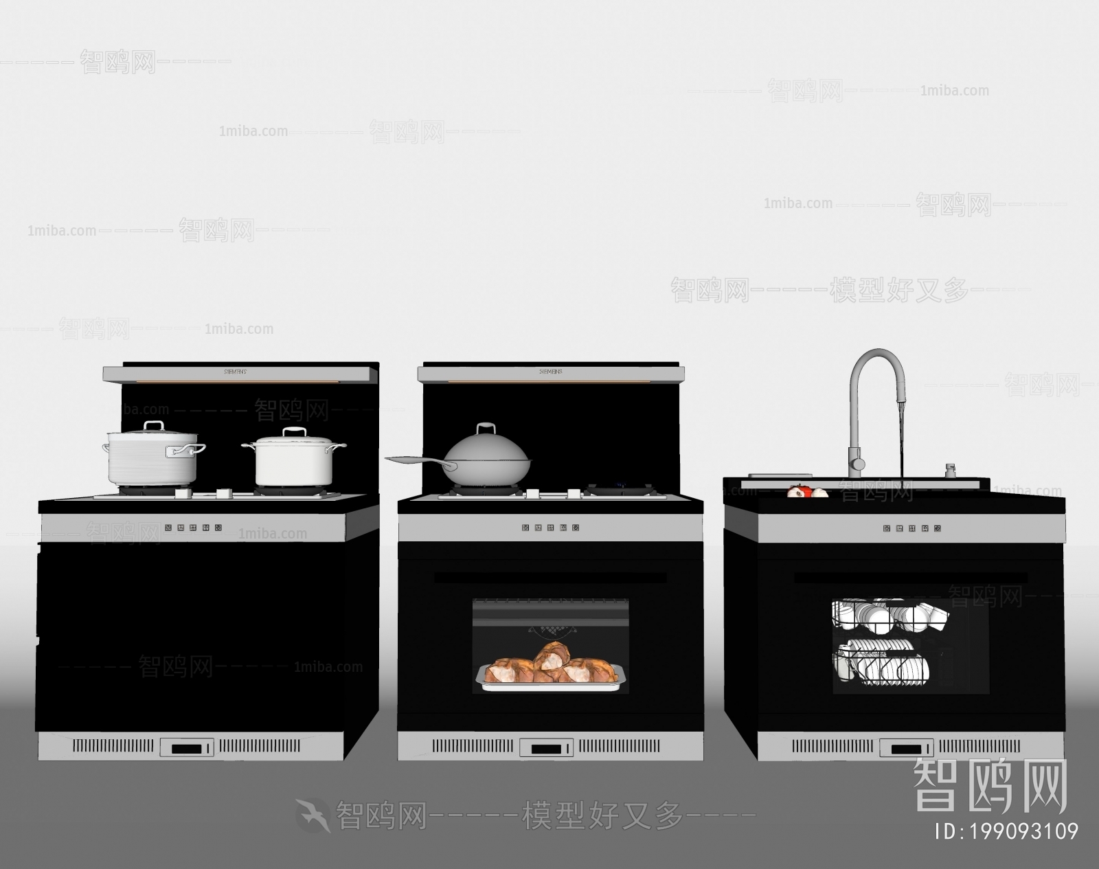 现代蒸烤集成灶 洗碗机