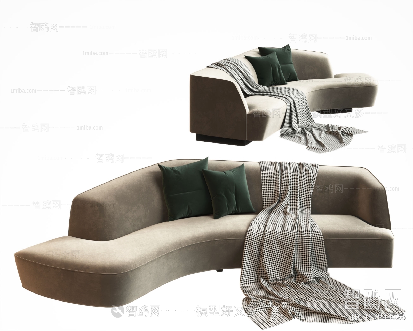 Modern Wabi-sabi Style Curved Sofa