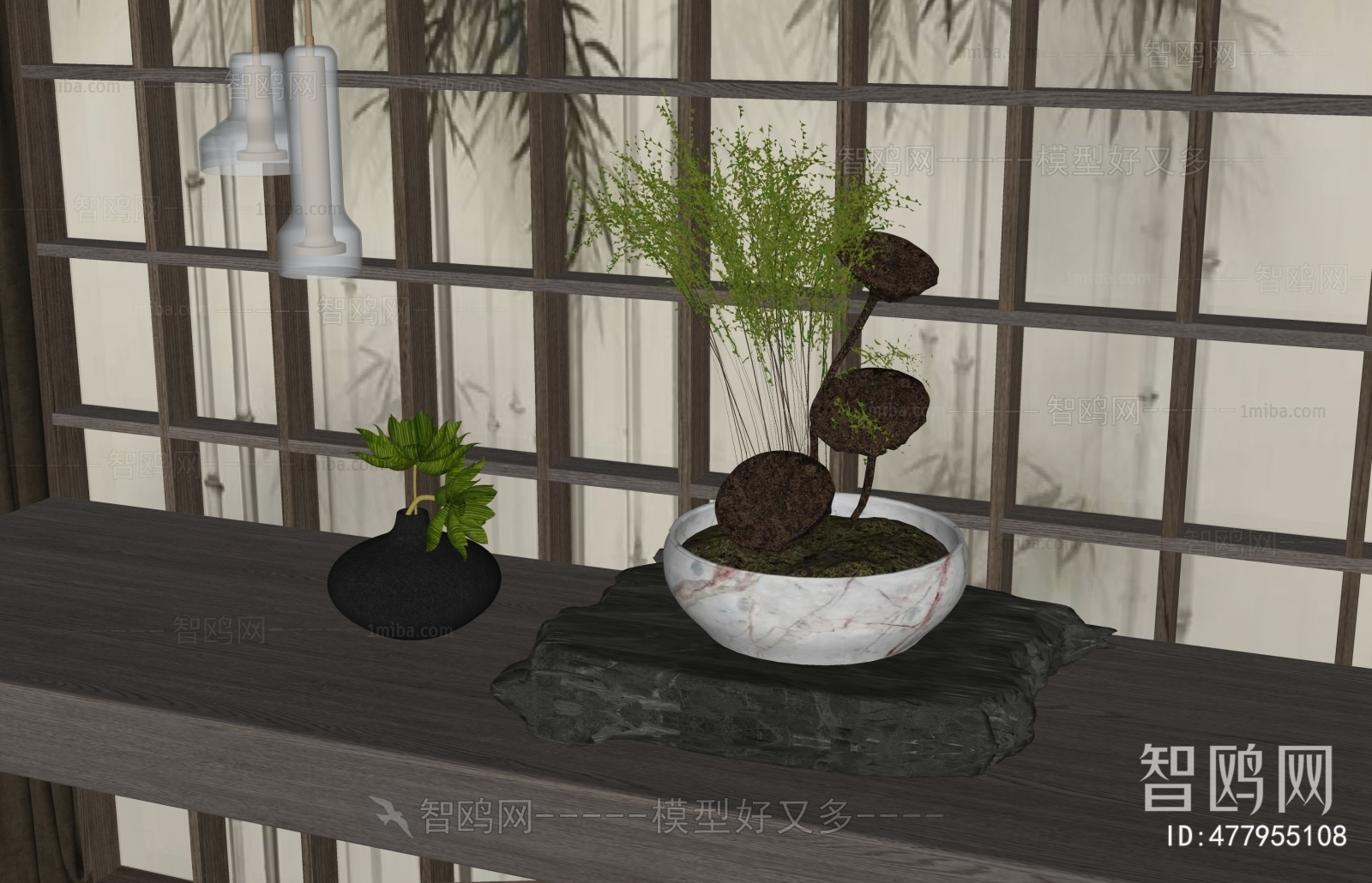 新中式桌面盆栽绿植盆栽