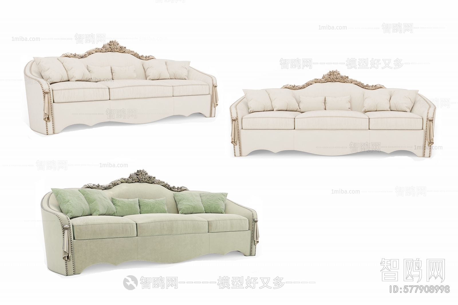 French Style Three-seat Sofa