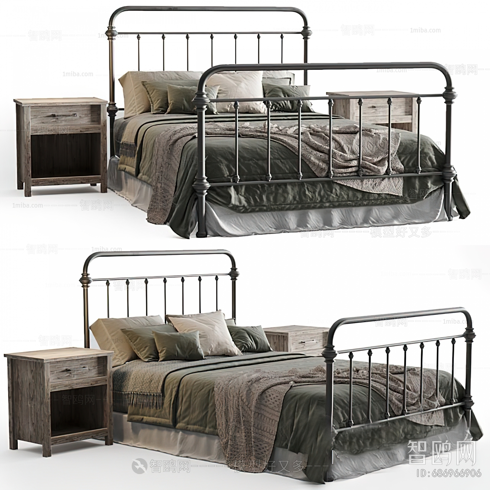 Industrial Style Double Bed