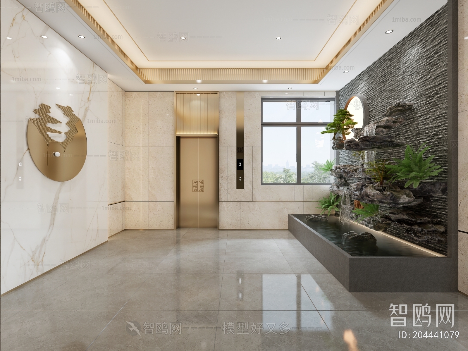 新中式办公电梯厅