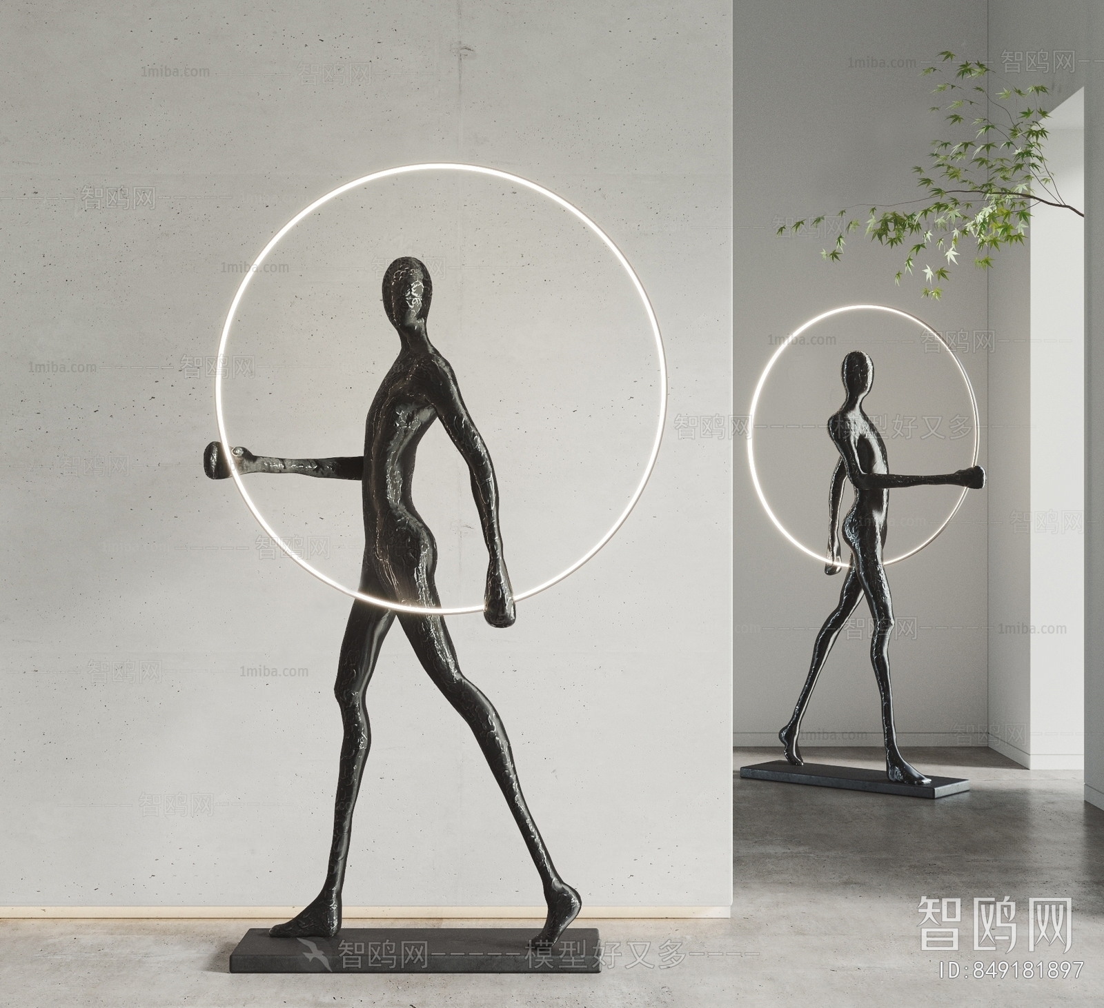 现代圆环人雕塑