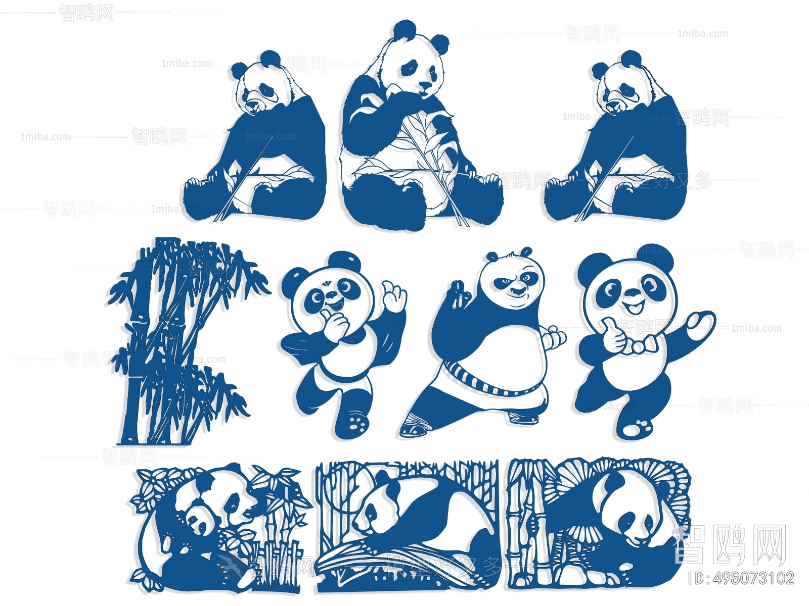 现代卡通熊猫墙饰