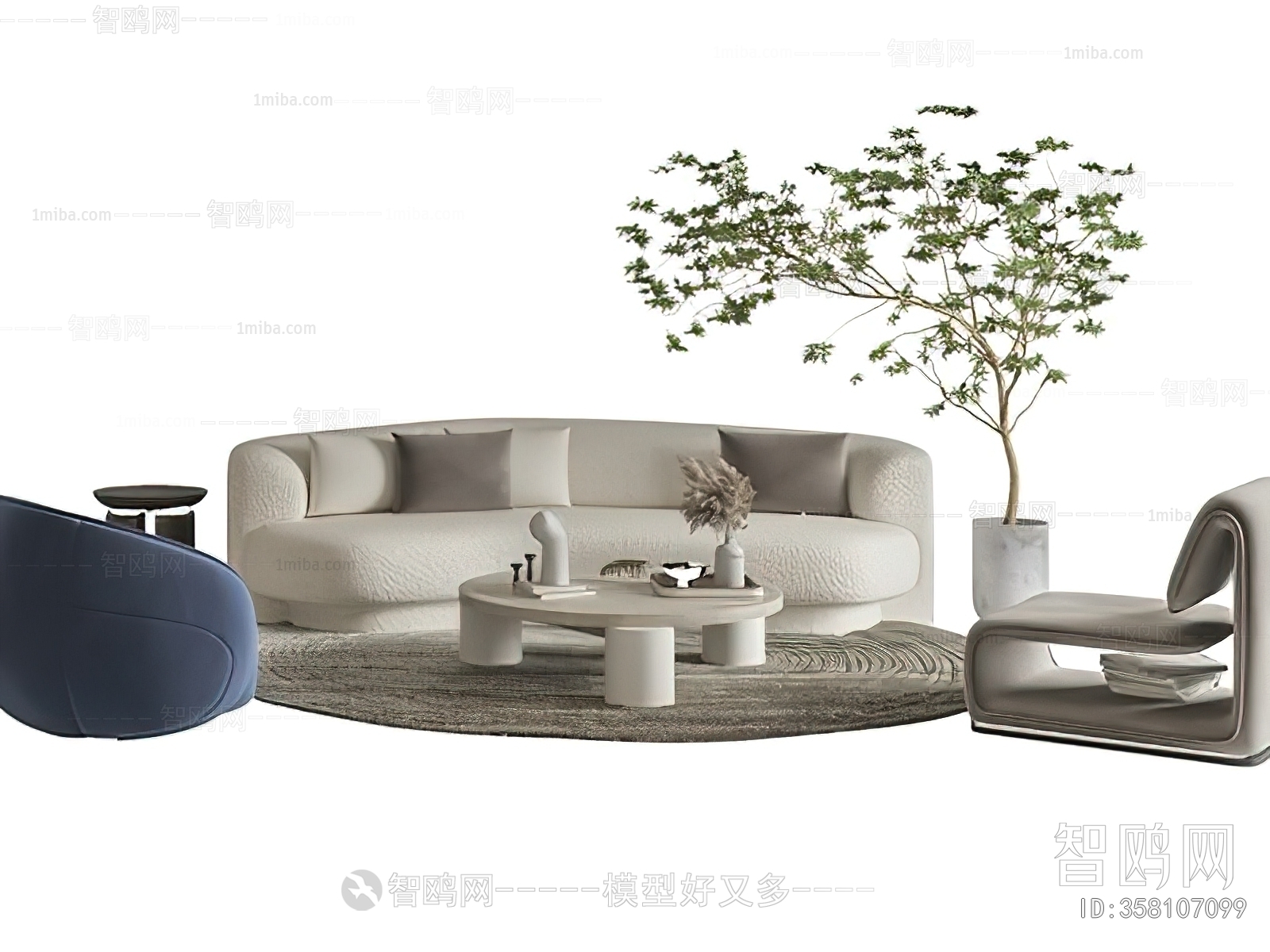 Wabi-sabi Style Curved Sofa