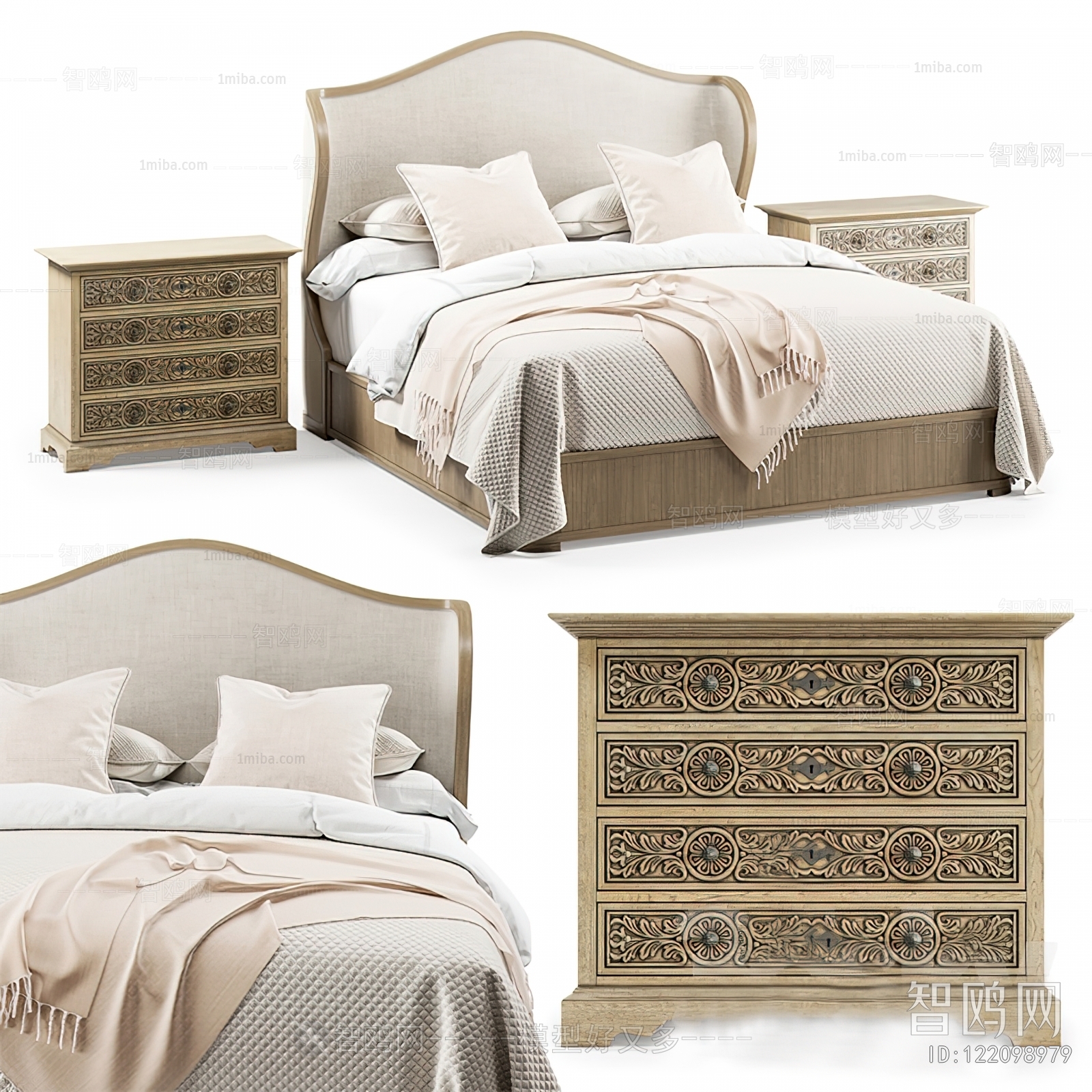 Simple European Style Double Bed