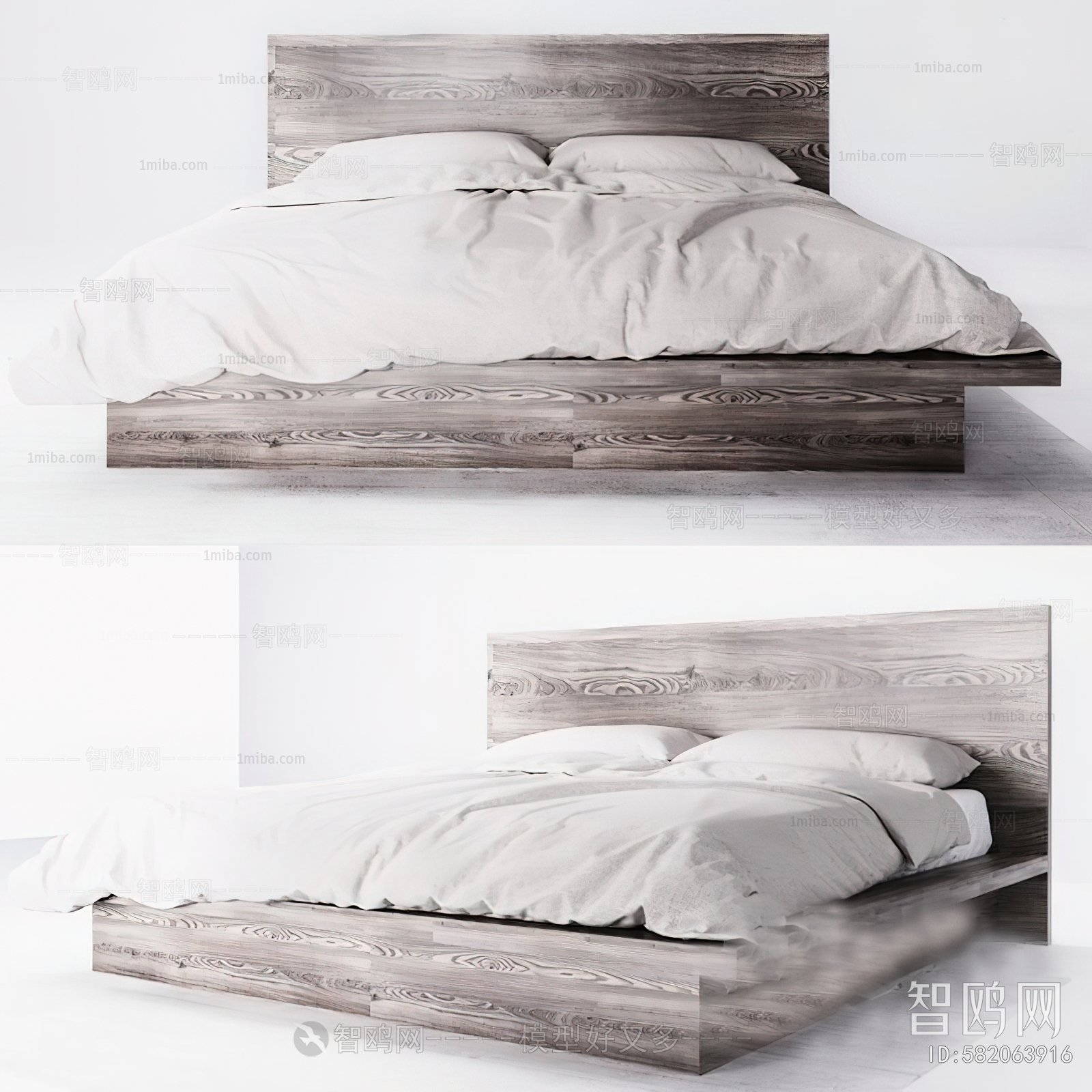 Wabi-sabi Style Double Bed