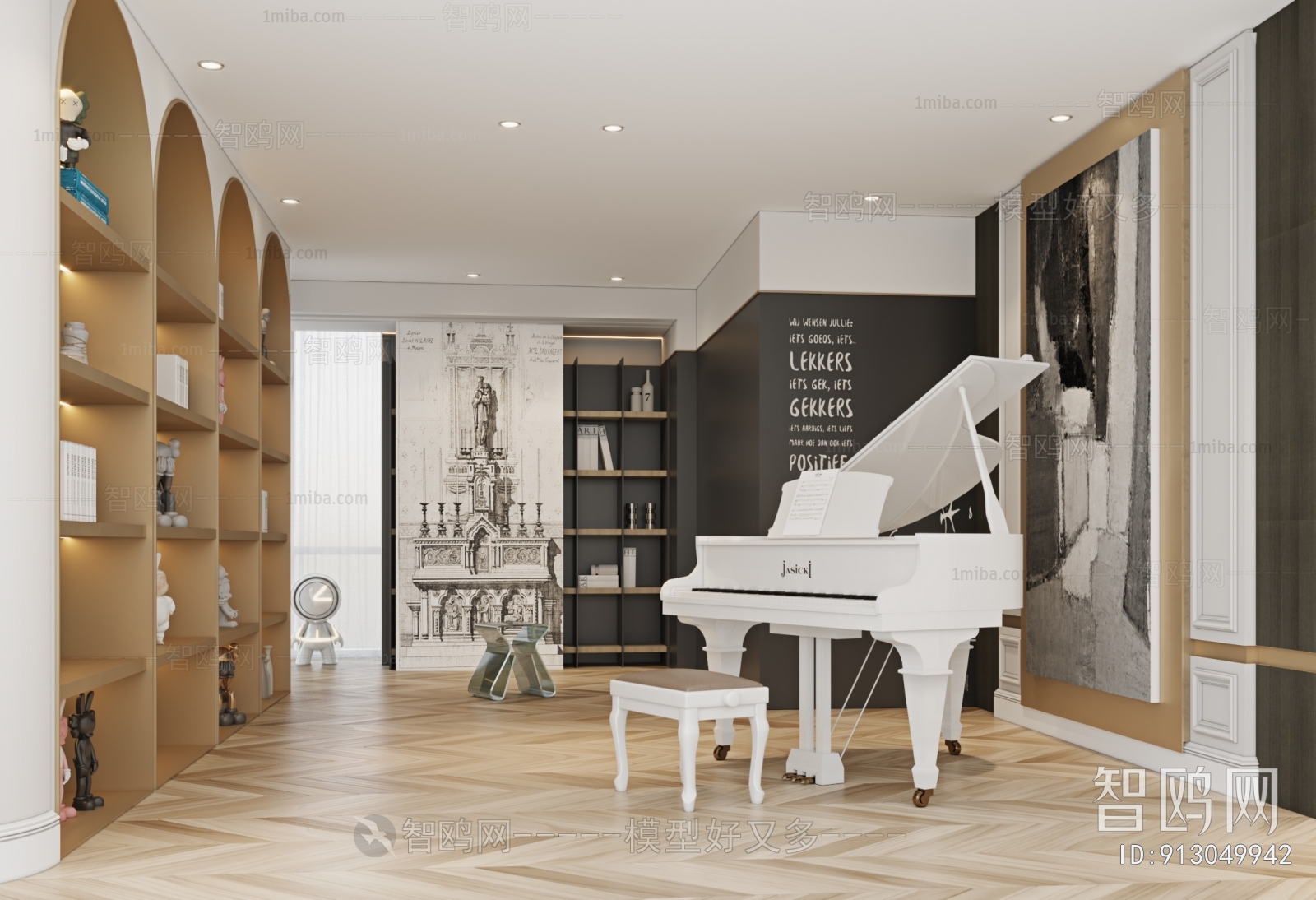 Simple European Style Piano Room