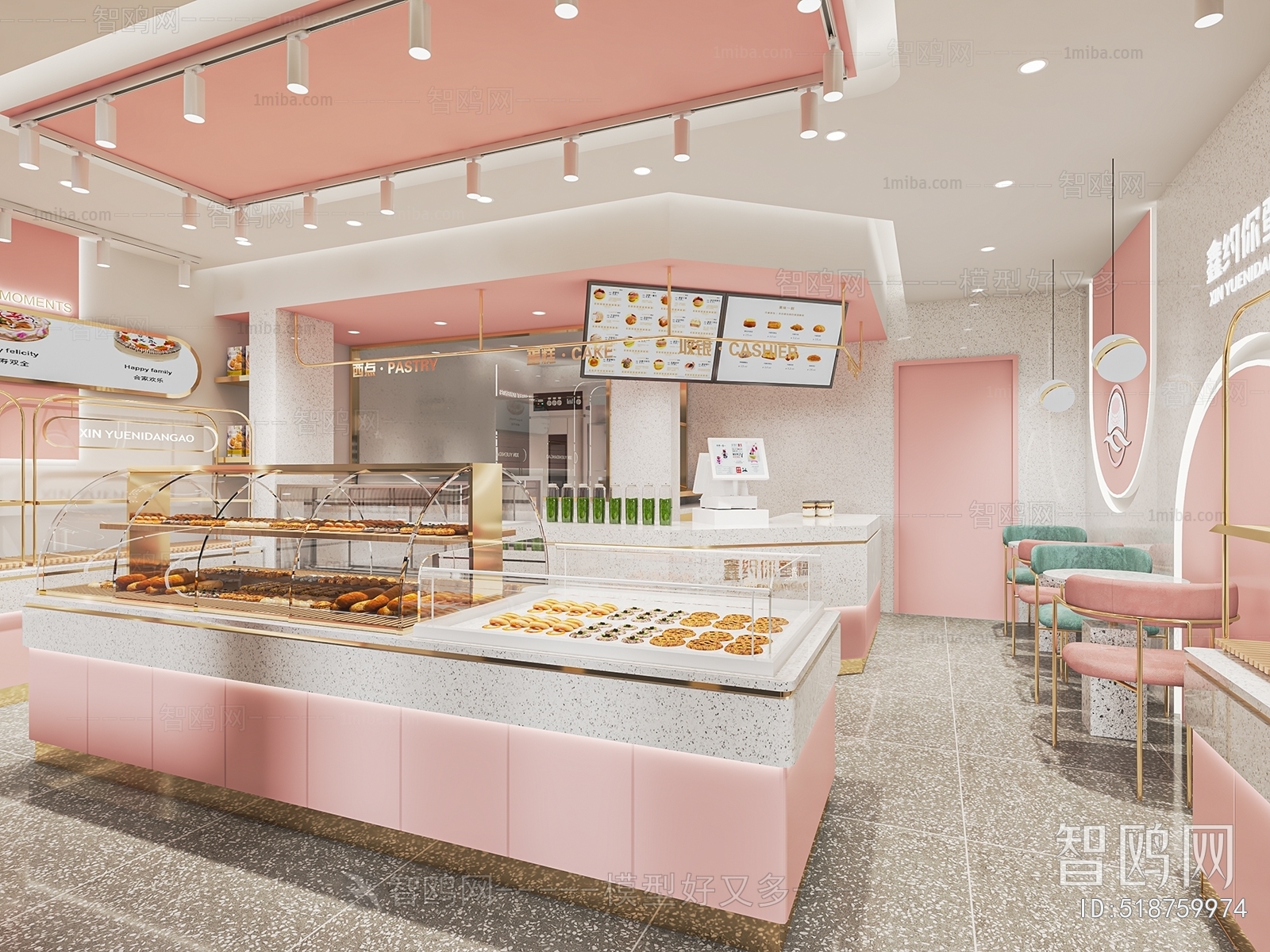 现代甜品店3D模型下载