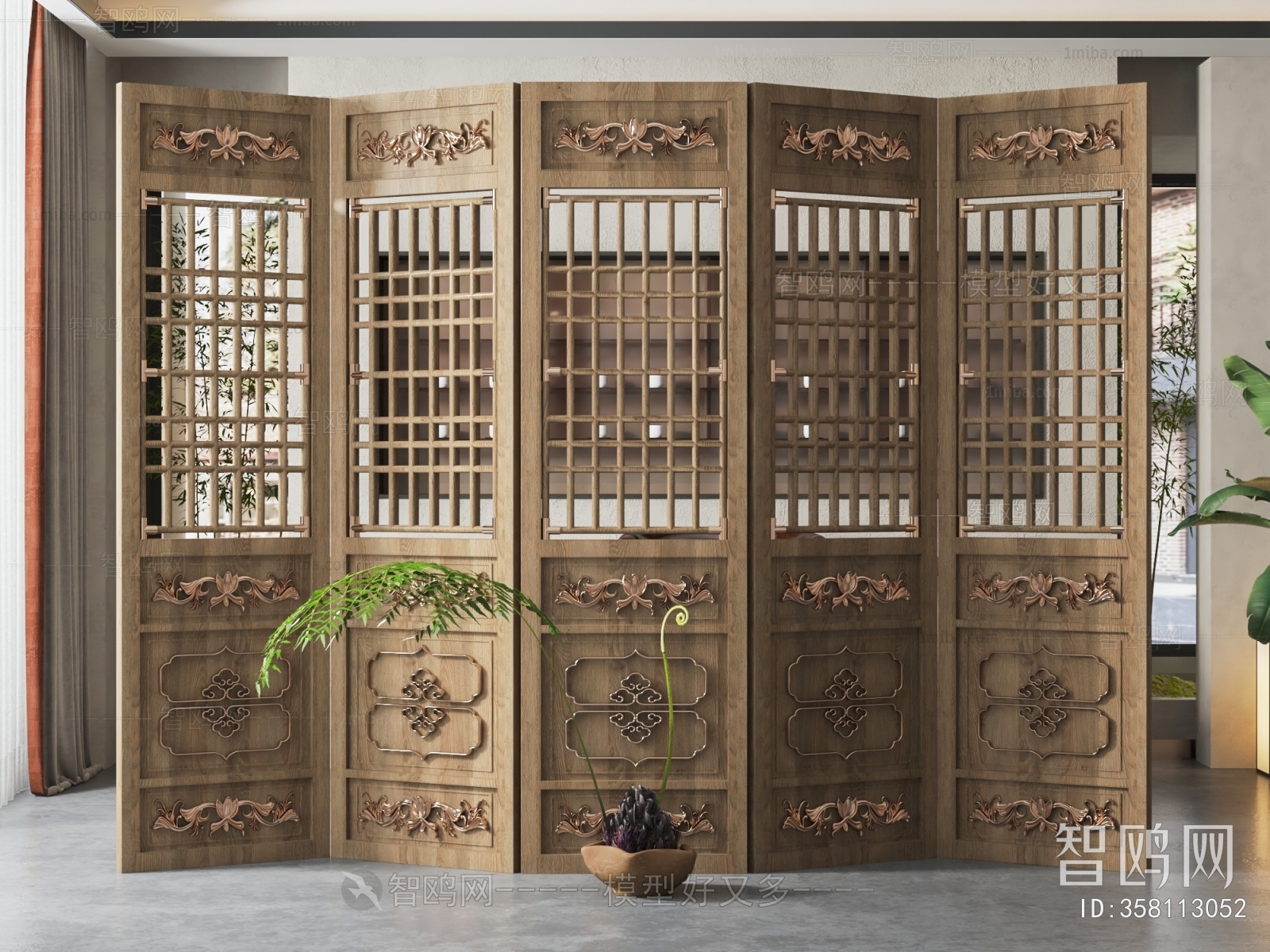 New Chinese Style Wooden Screen Partition