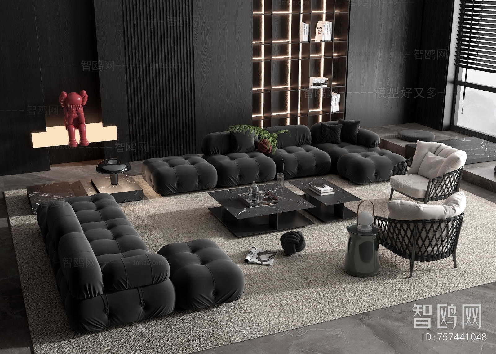 B&B Italia 现代沙发茶几组合3D模型下载