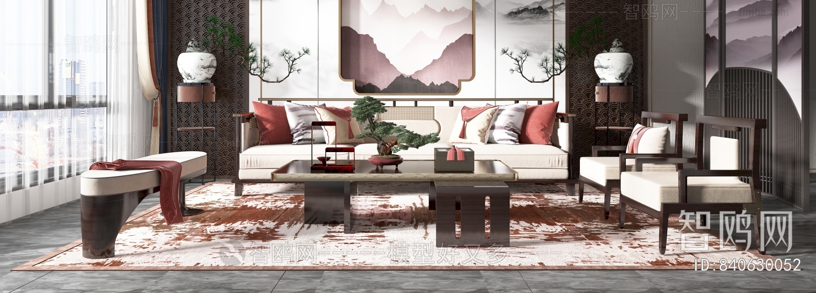 New Chinese Style A Living Room