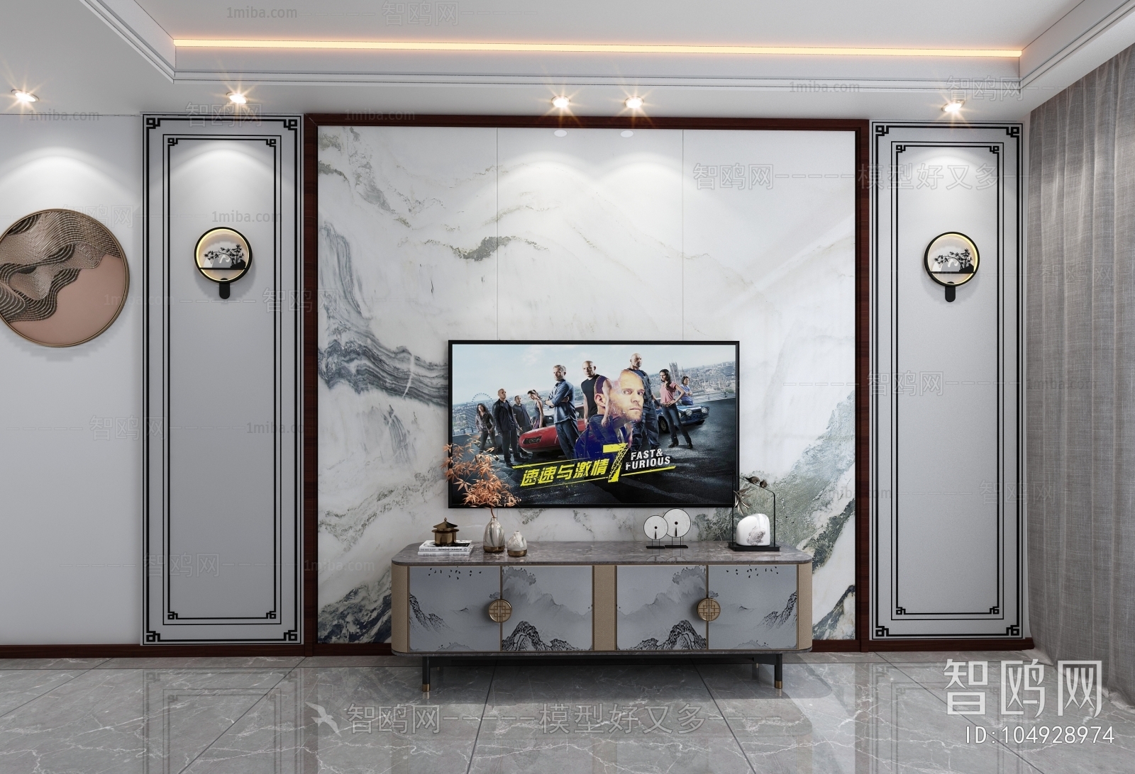 New Chinese Style TV Wall