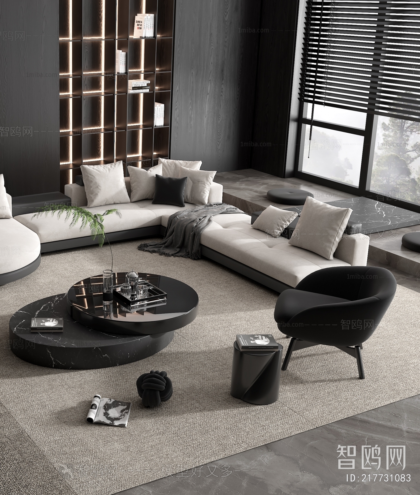 Minotti 现代沙发茶几组合3D模型下载