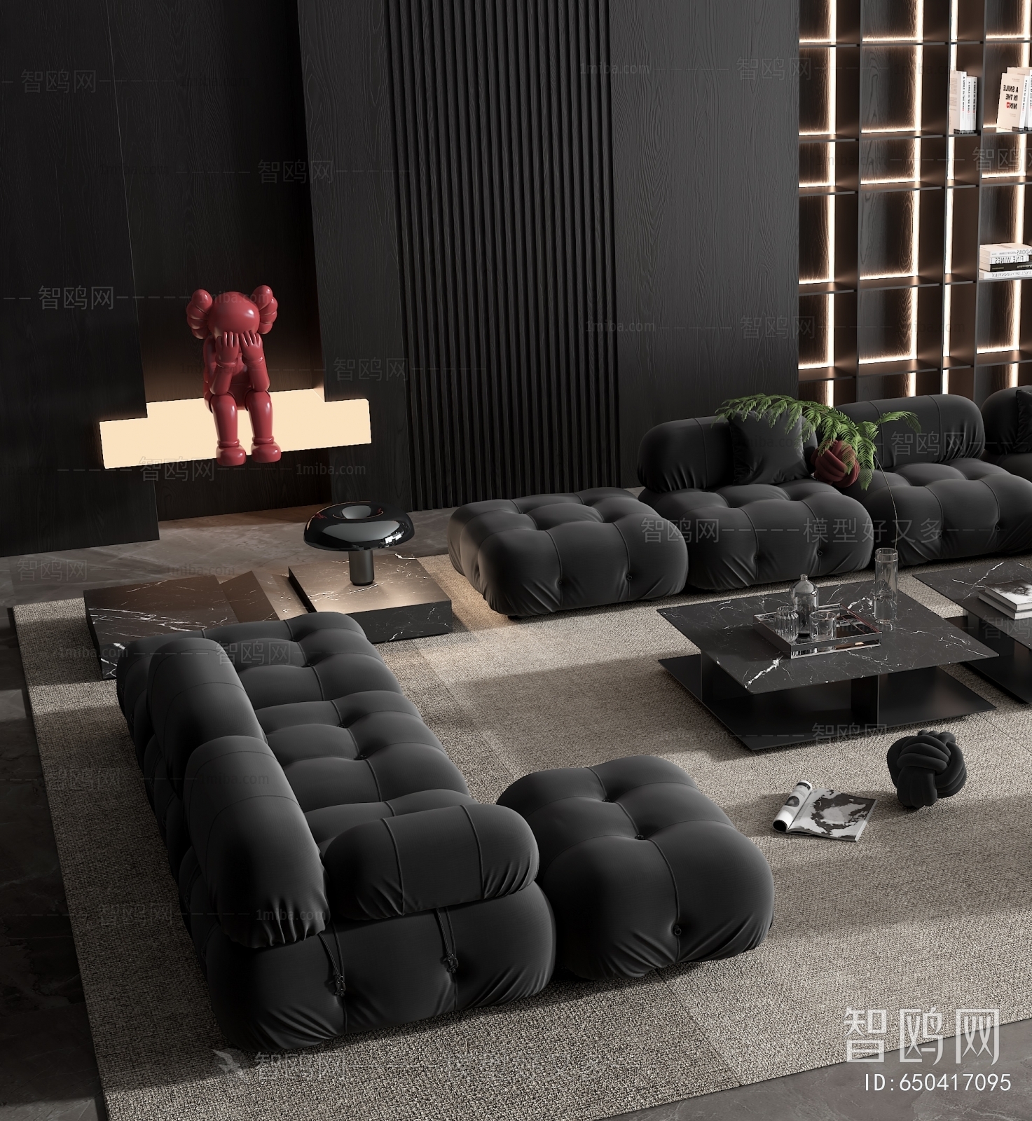 B&B Italia 现代沙发茶几组合3D模型下载
