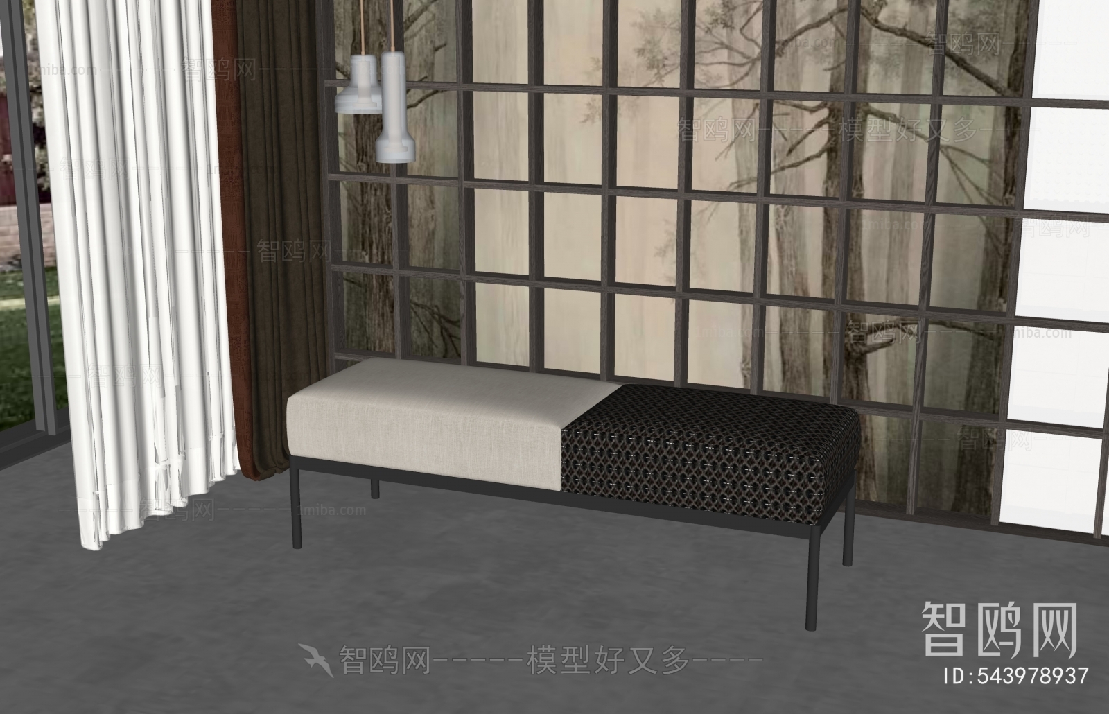 新中式沙发凳
