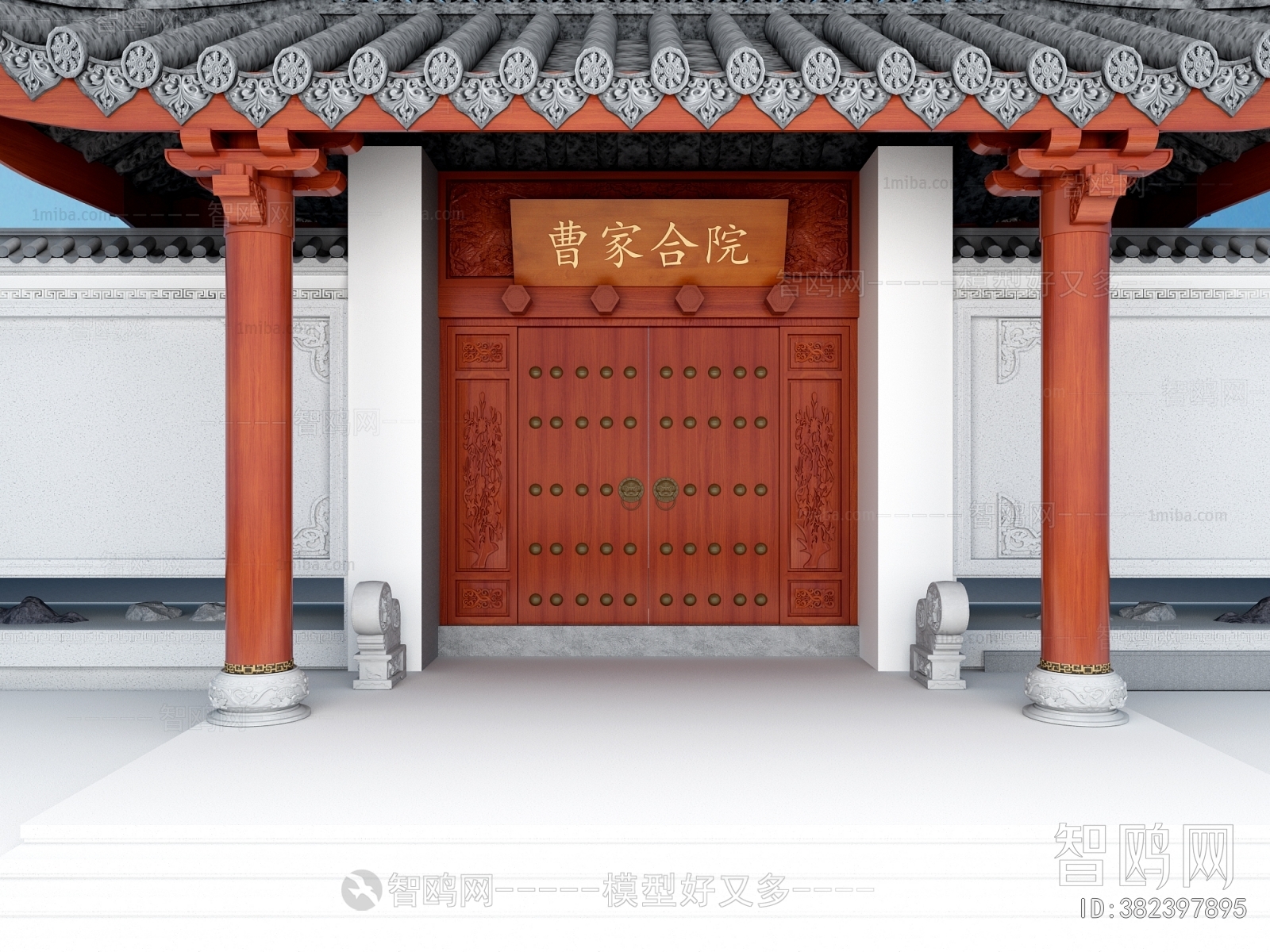 中式门面门头3D模型下载