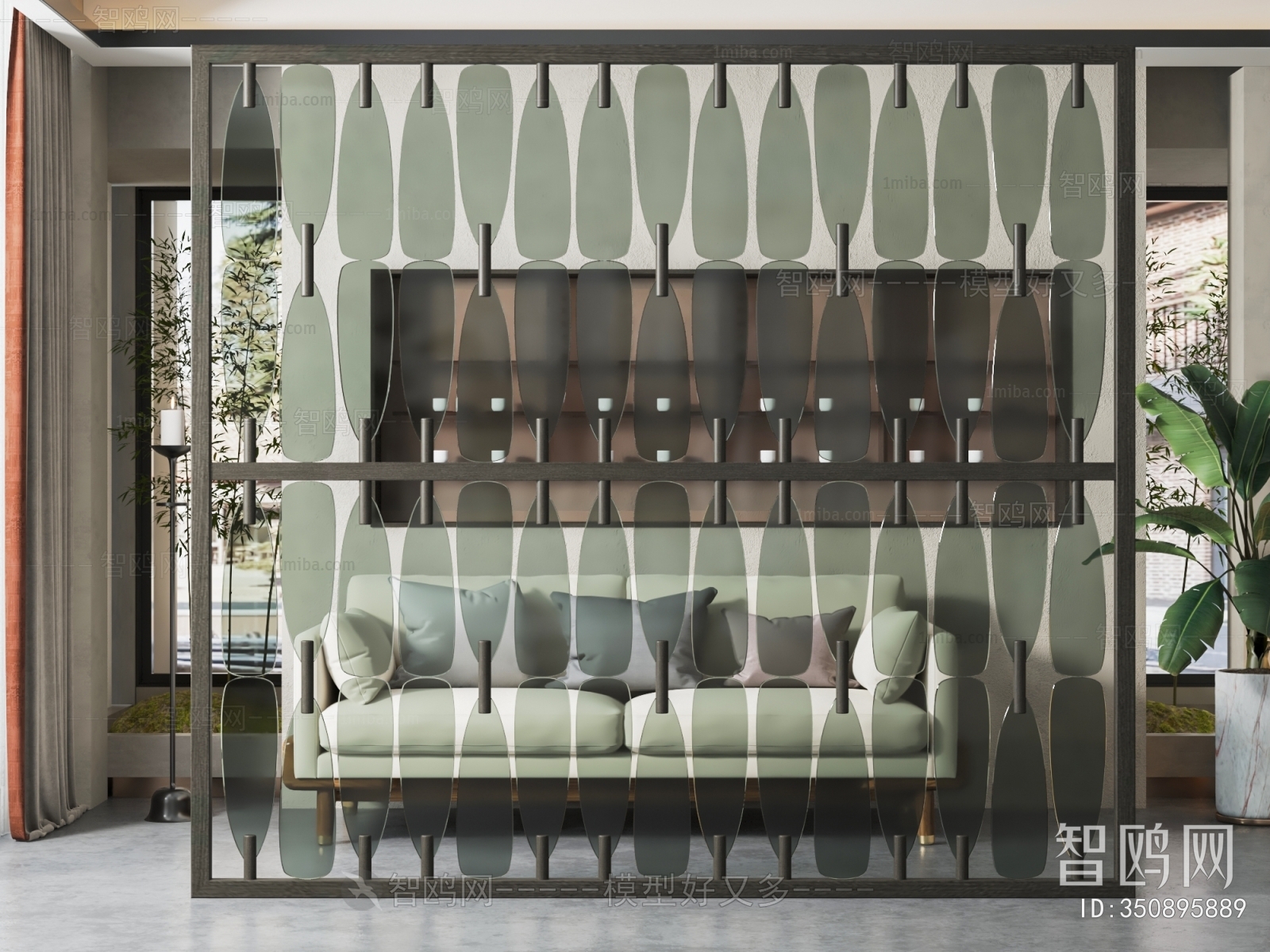 New Chinese Style Glass Screen Partition