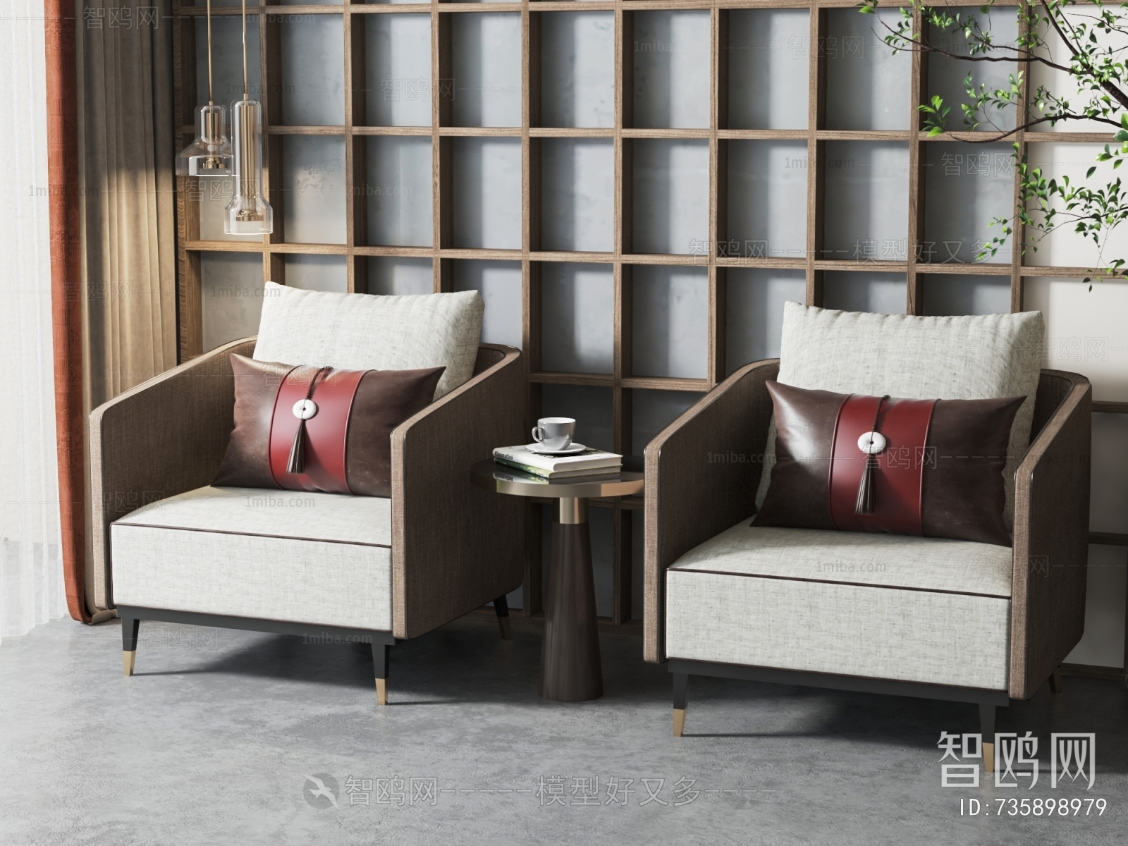 New Chinese Style Single Sofa