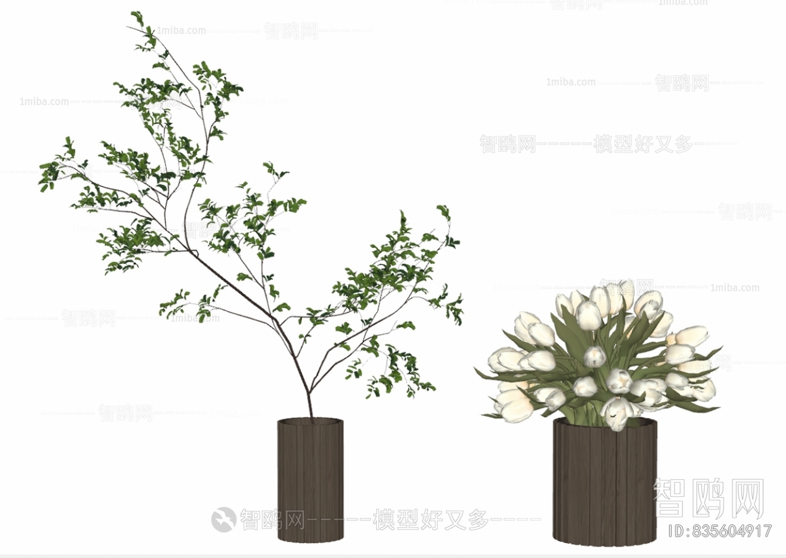 现代植物花瓶摆件