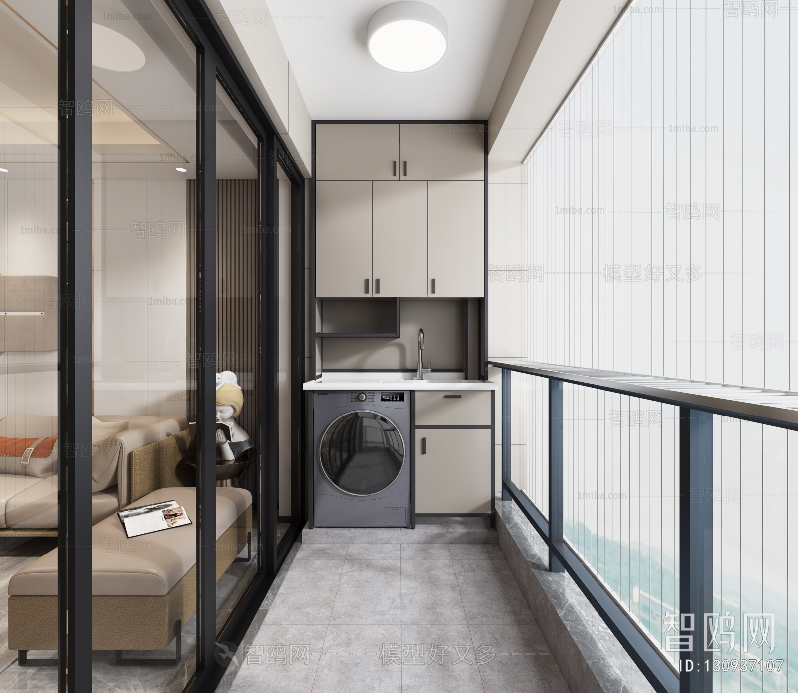 Modern Balcony Laundry Room