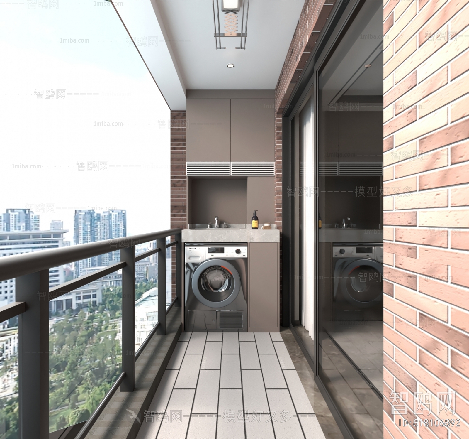 现代阳台洗衣房