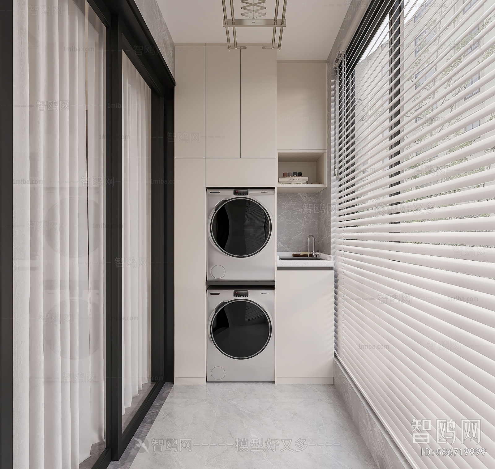 Modern Balcony Laundry Room