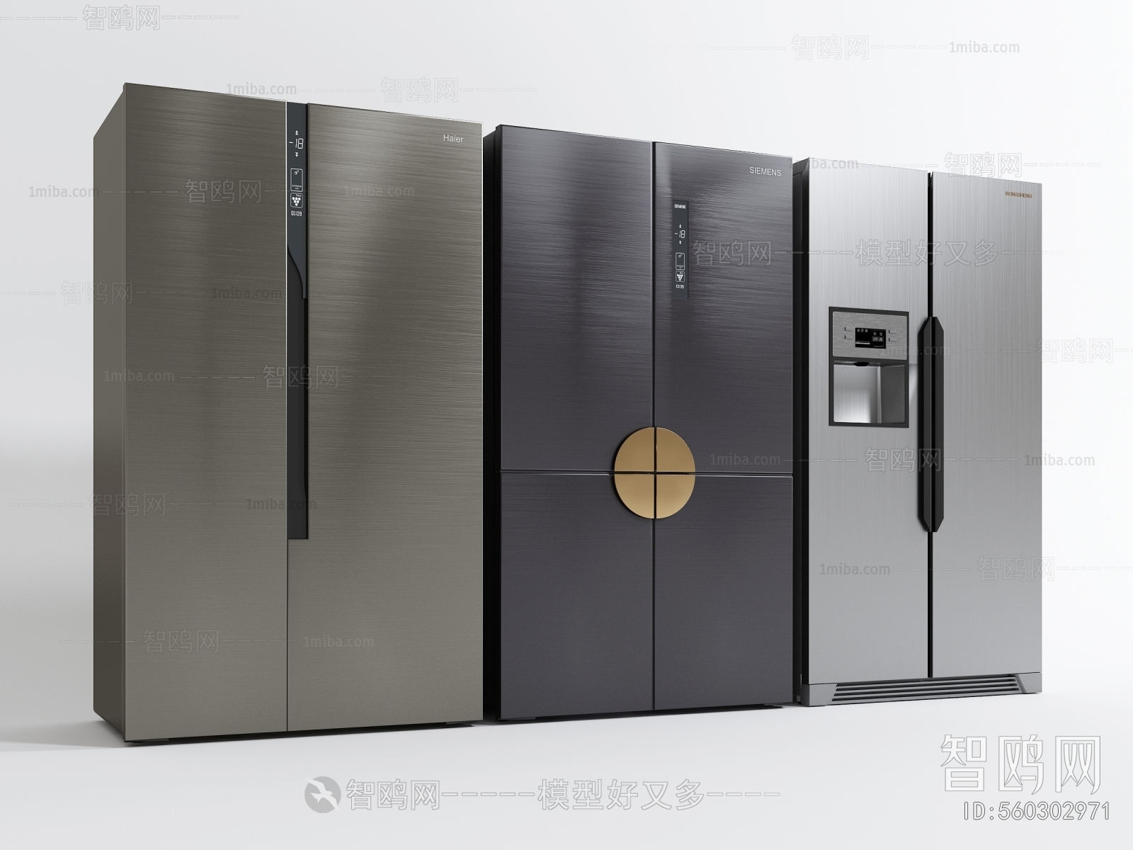 现代冰箱冰柜3D模型下载