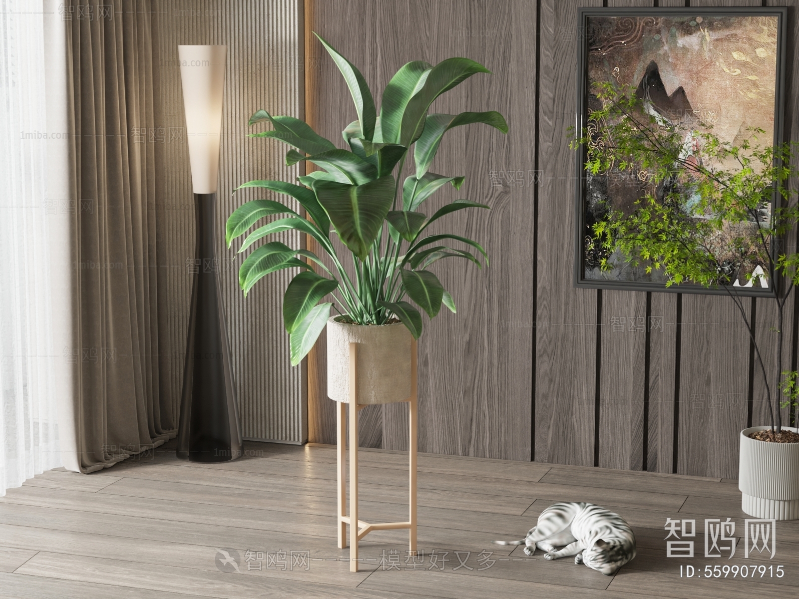 Modern Potted Green Plant