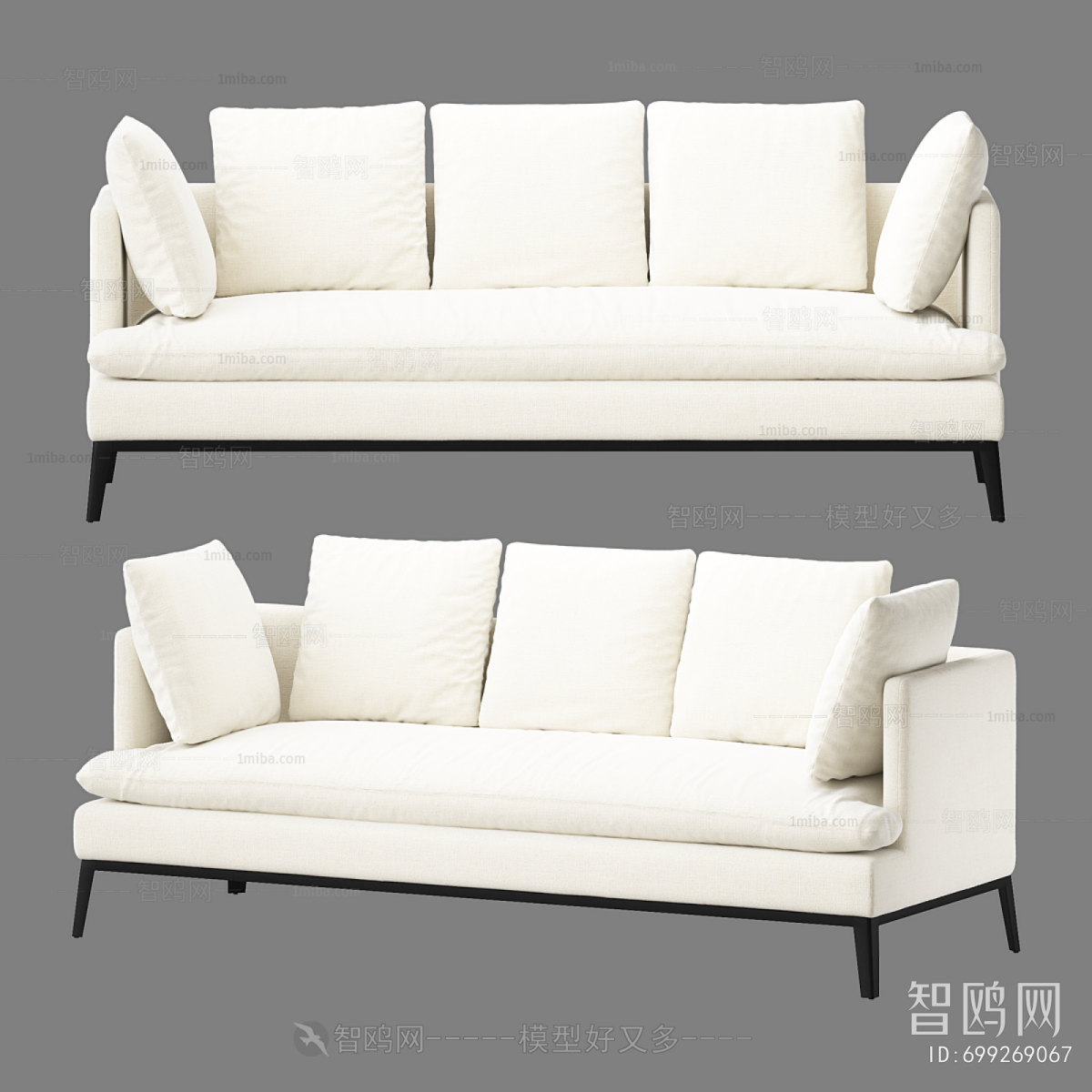 Nordic Style Three-seat Sofa