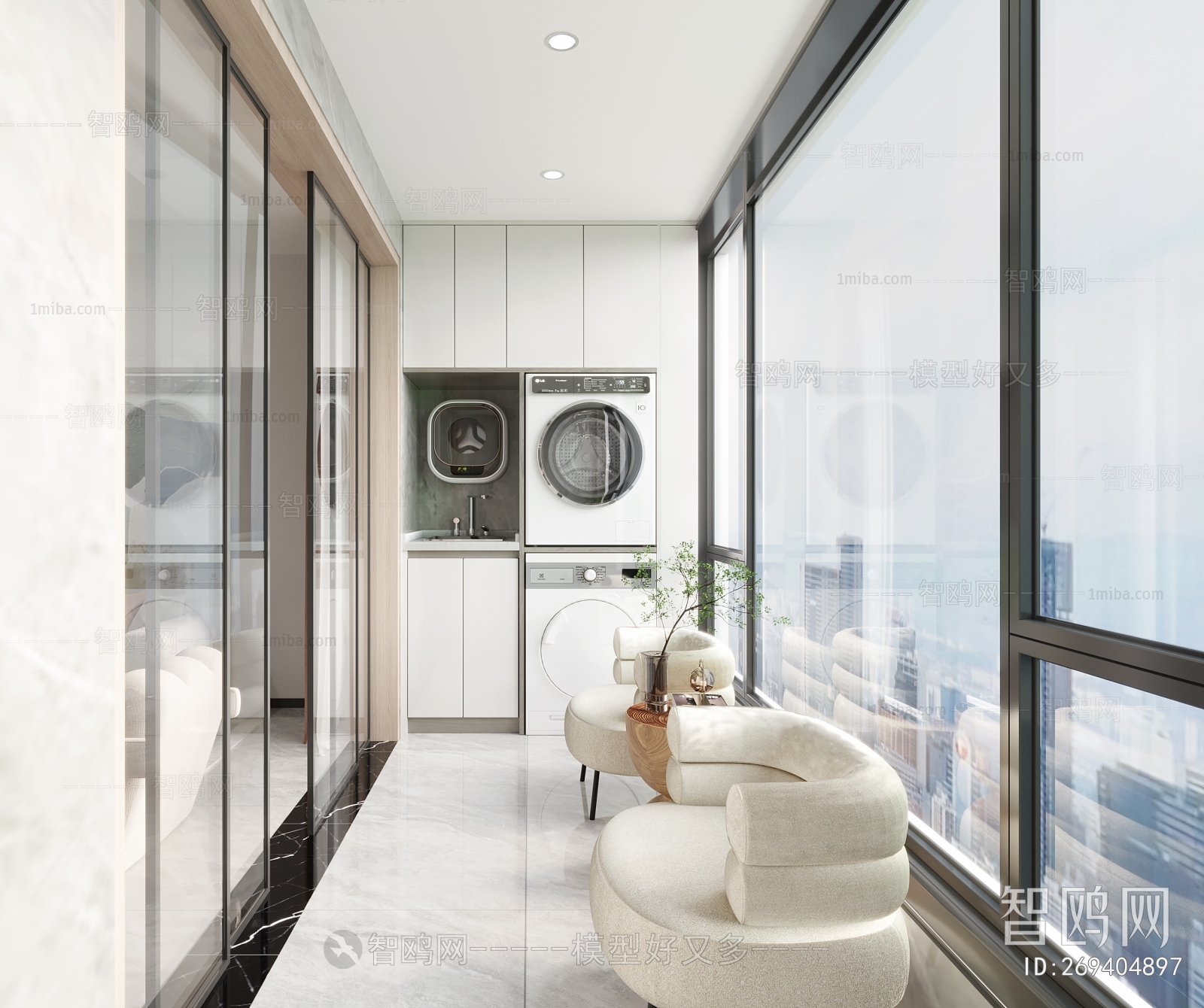 Modern Balcony Laundry Room