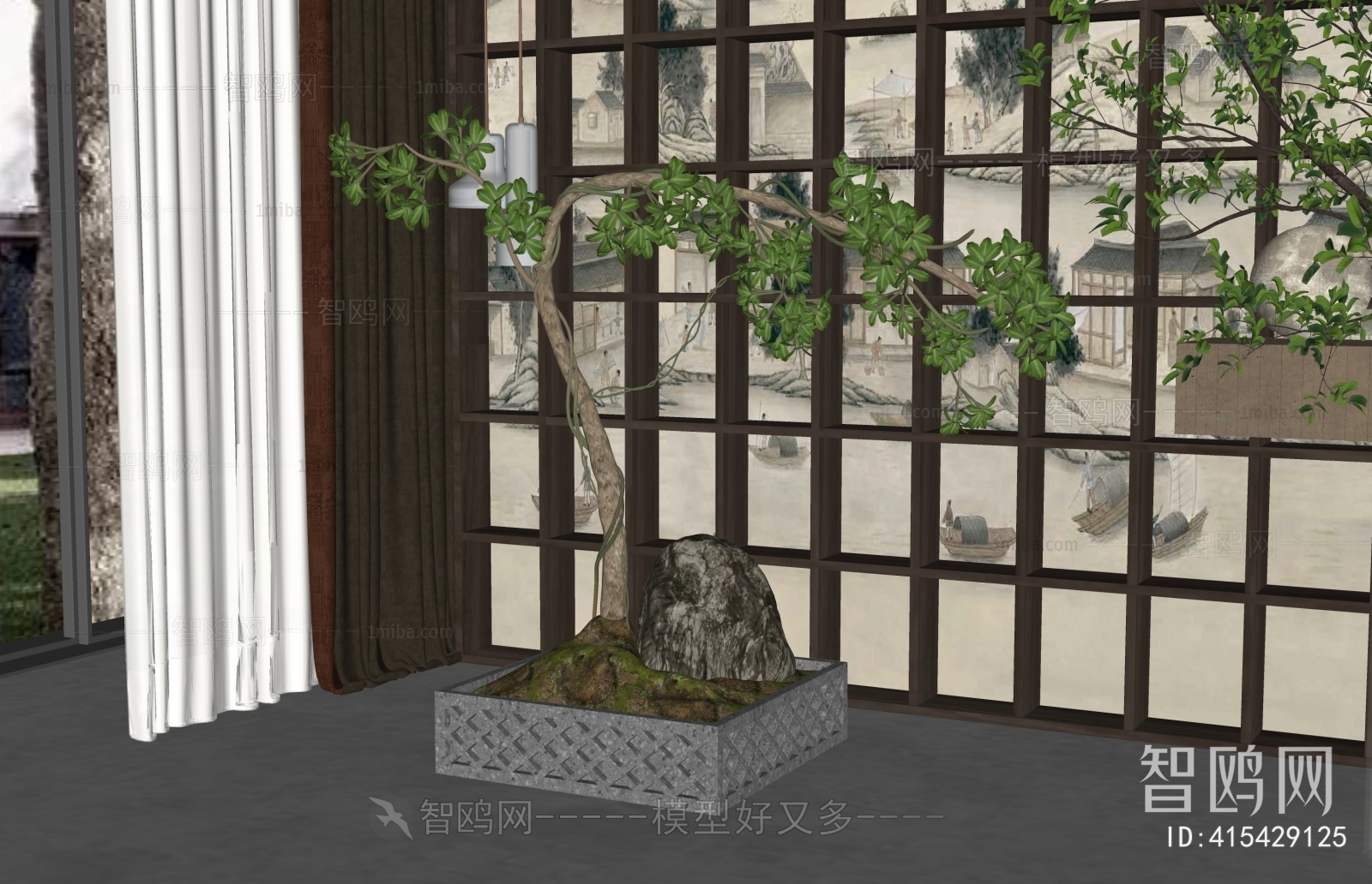 New Chinese Style Potted Green Plant