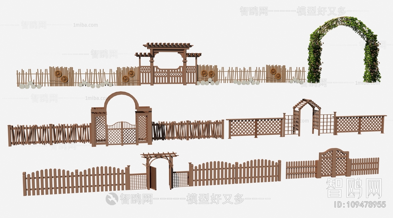 新中式栅栏_菜园庭院拱门