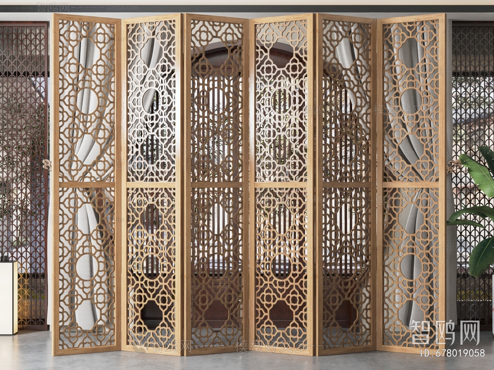 New Chinese Style Wooden Screen Partition