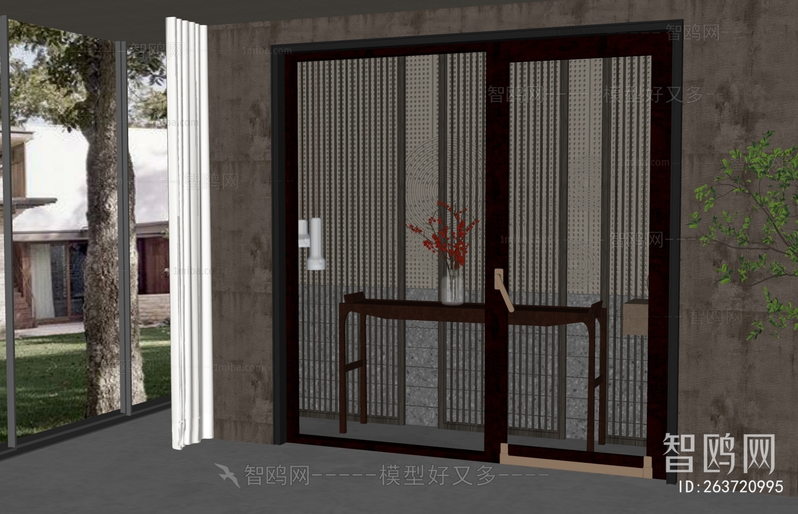 新中式阳台玻璃门