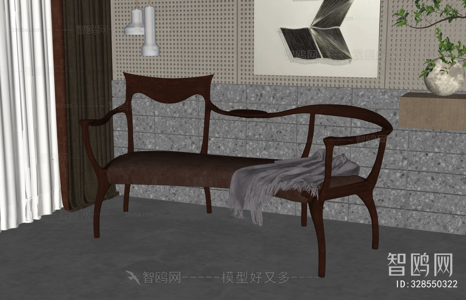 新中式异型多人沙发
