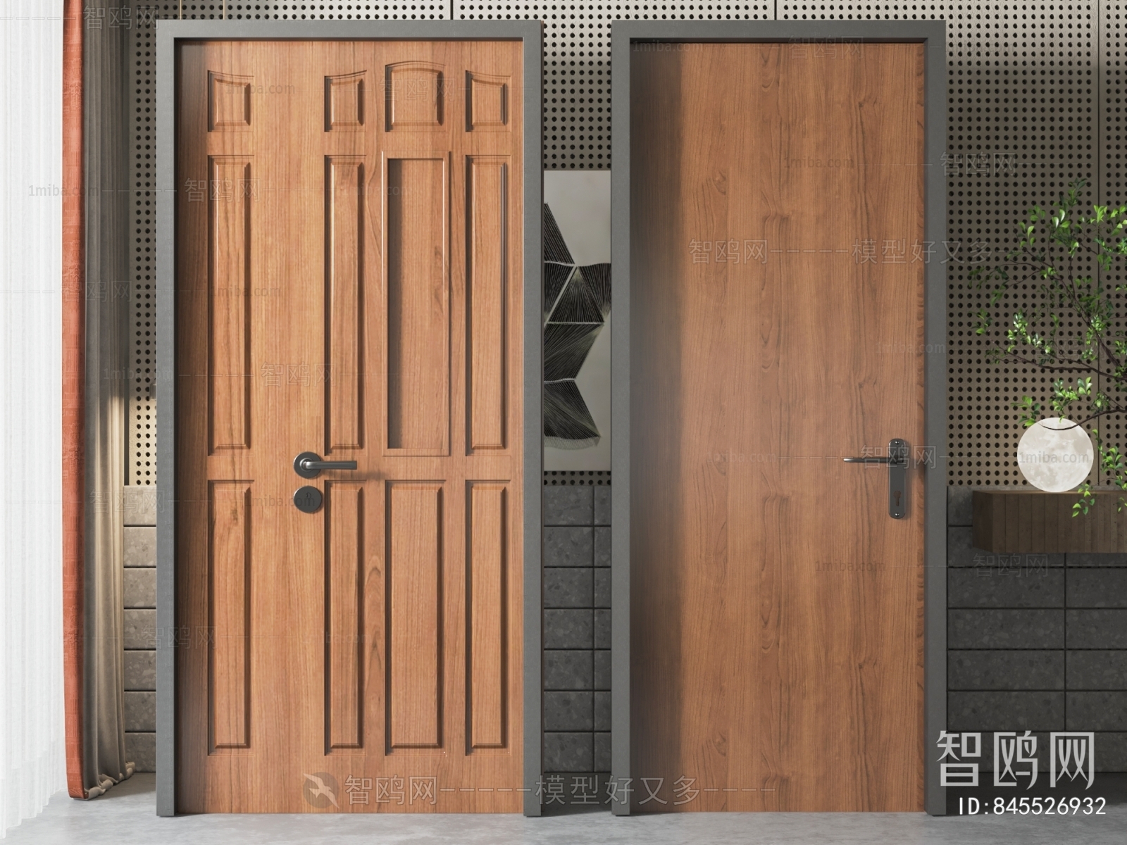 New Chinese Style Unequal Double Door