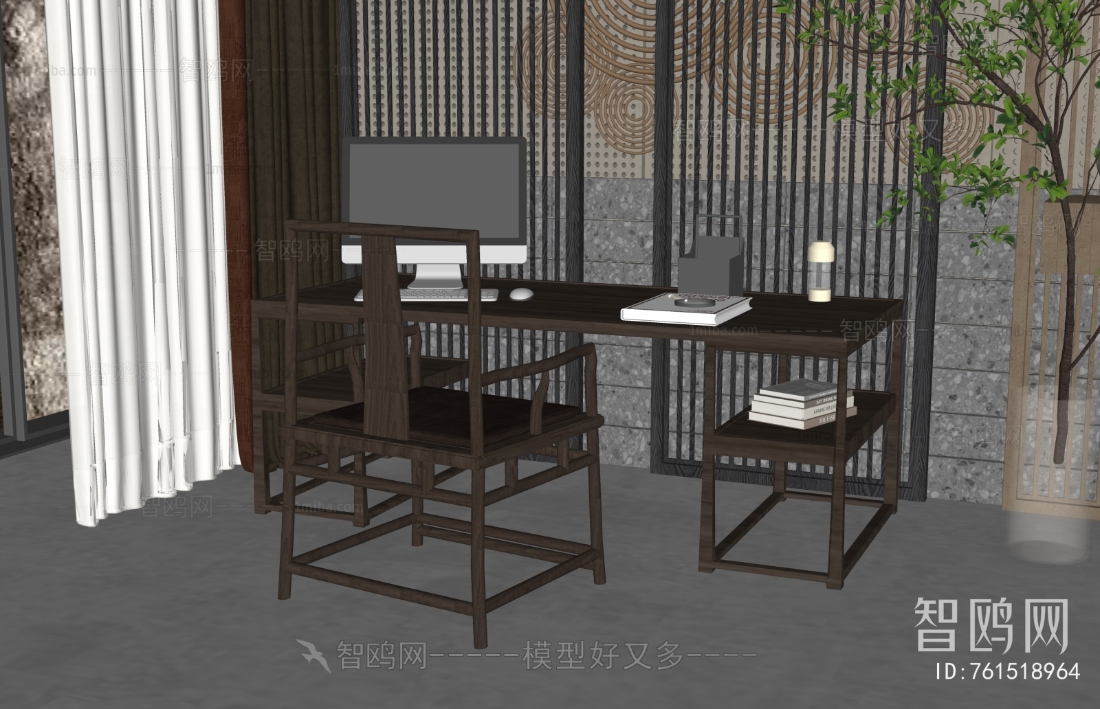 New Chinese Style Office Desk And Chair