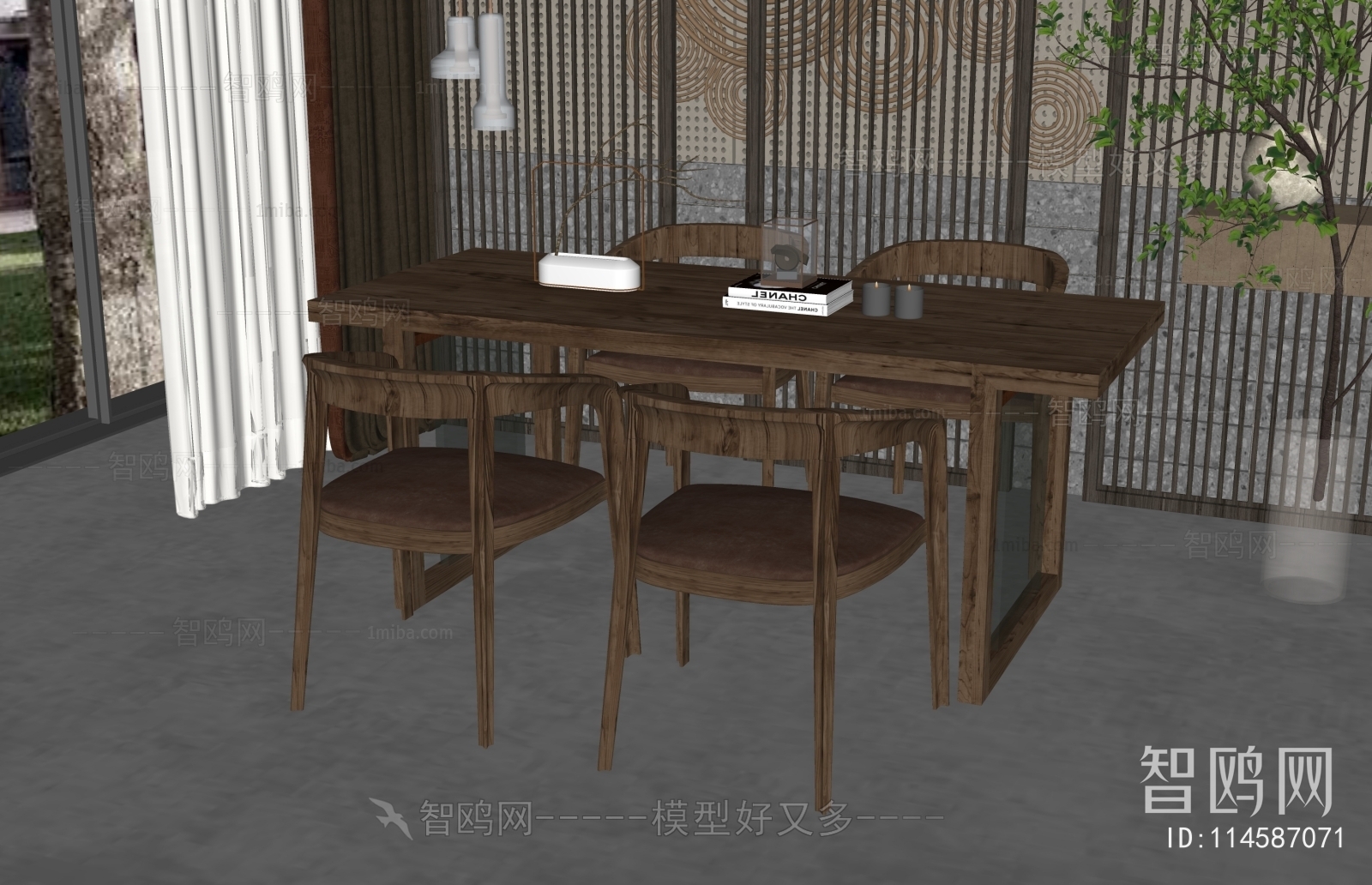 新中式实木餐桌椅组合