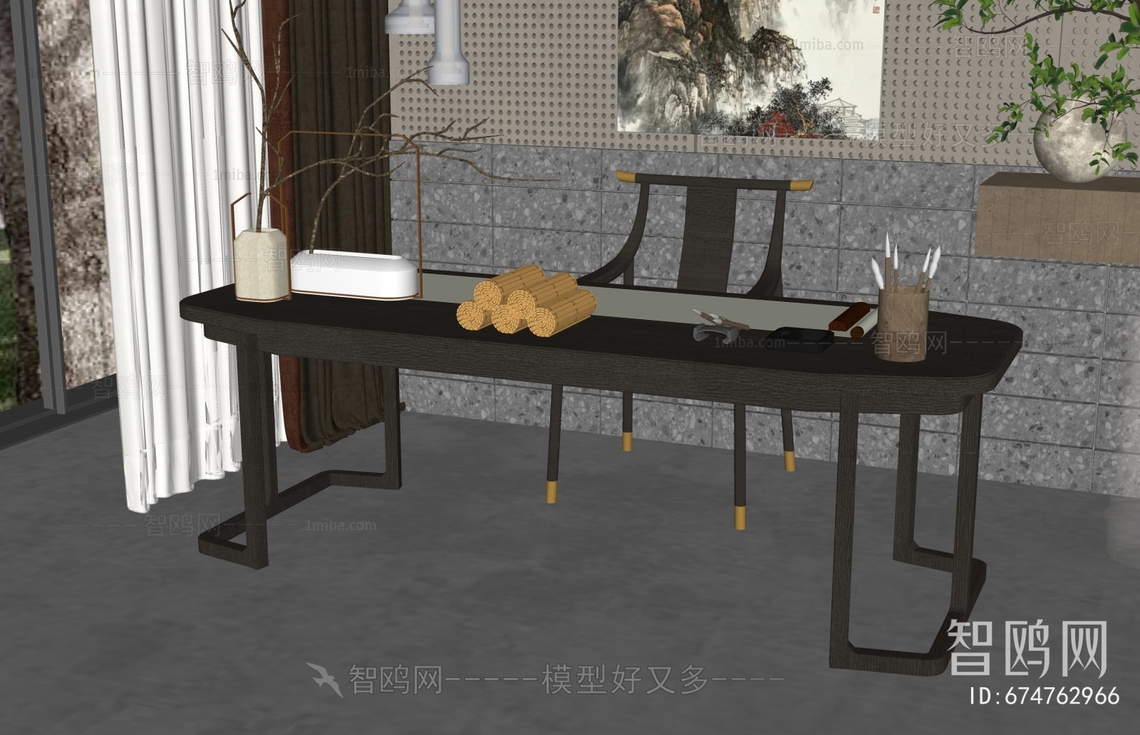新中式书桌椅
