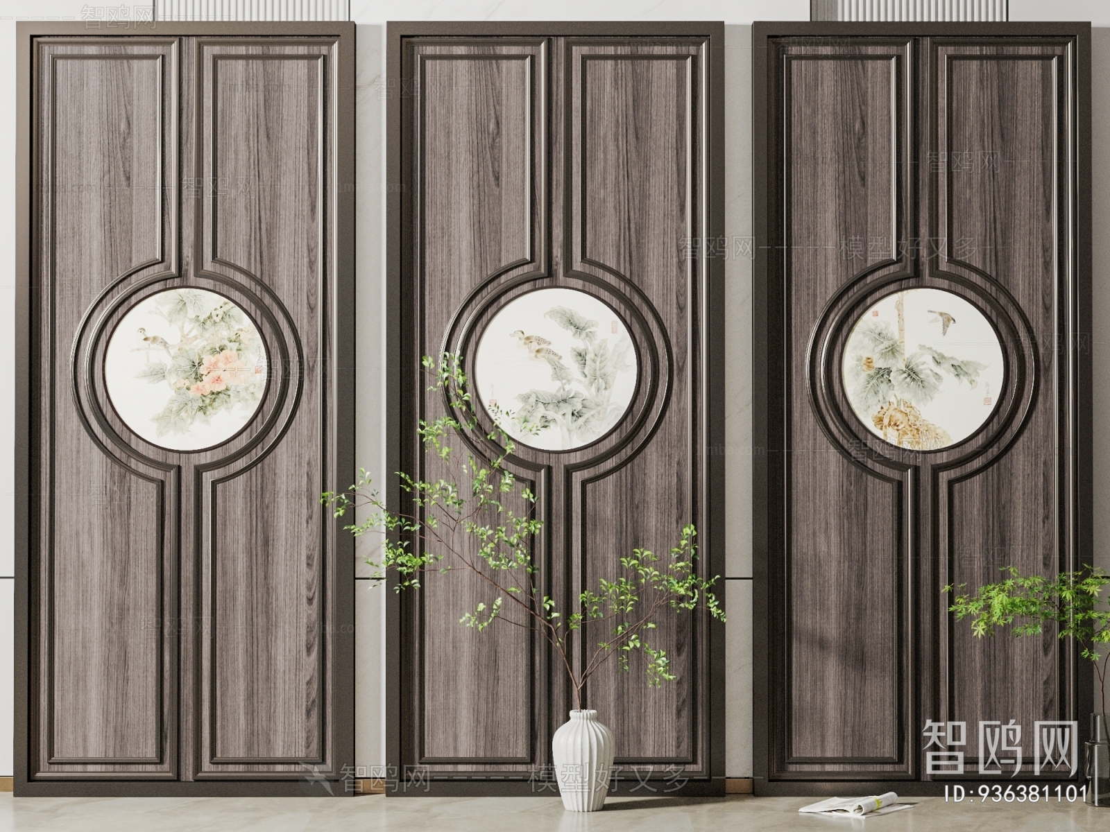 New Chinese Style Wooden Screen Partition