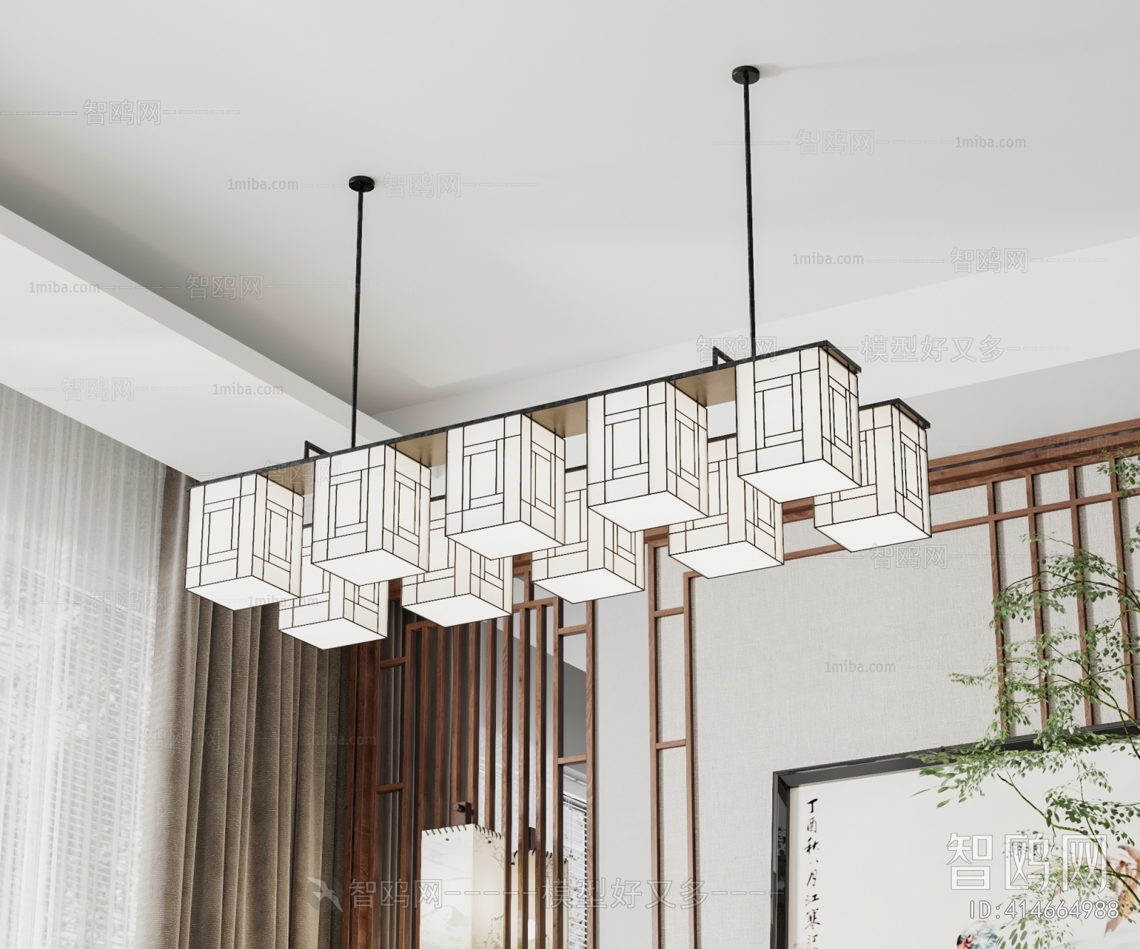 New Chinese Style Long Chandelier