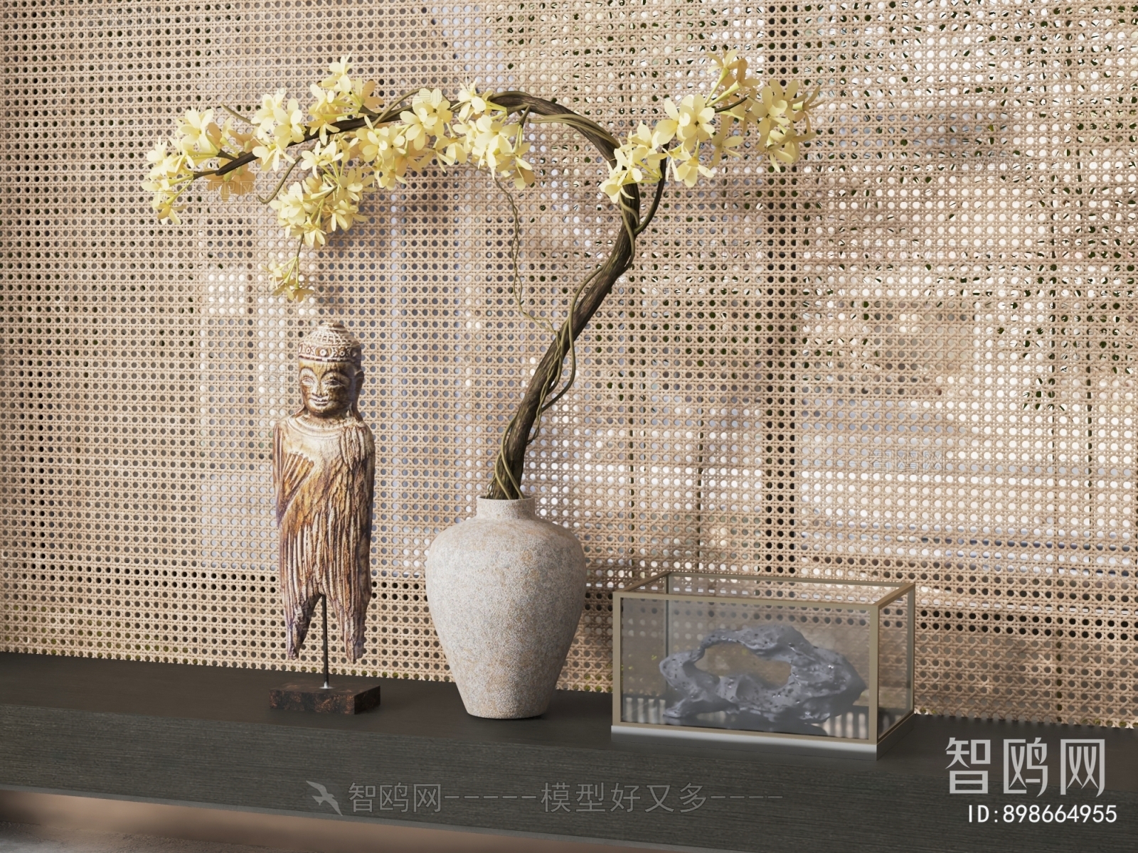 新中式花瓶雕塑摆件组合