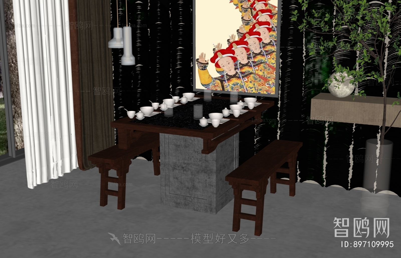 New Chinese Style Dining Table And Chairs