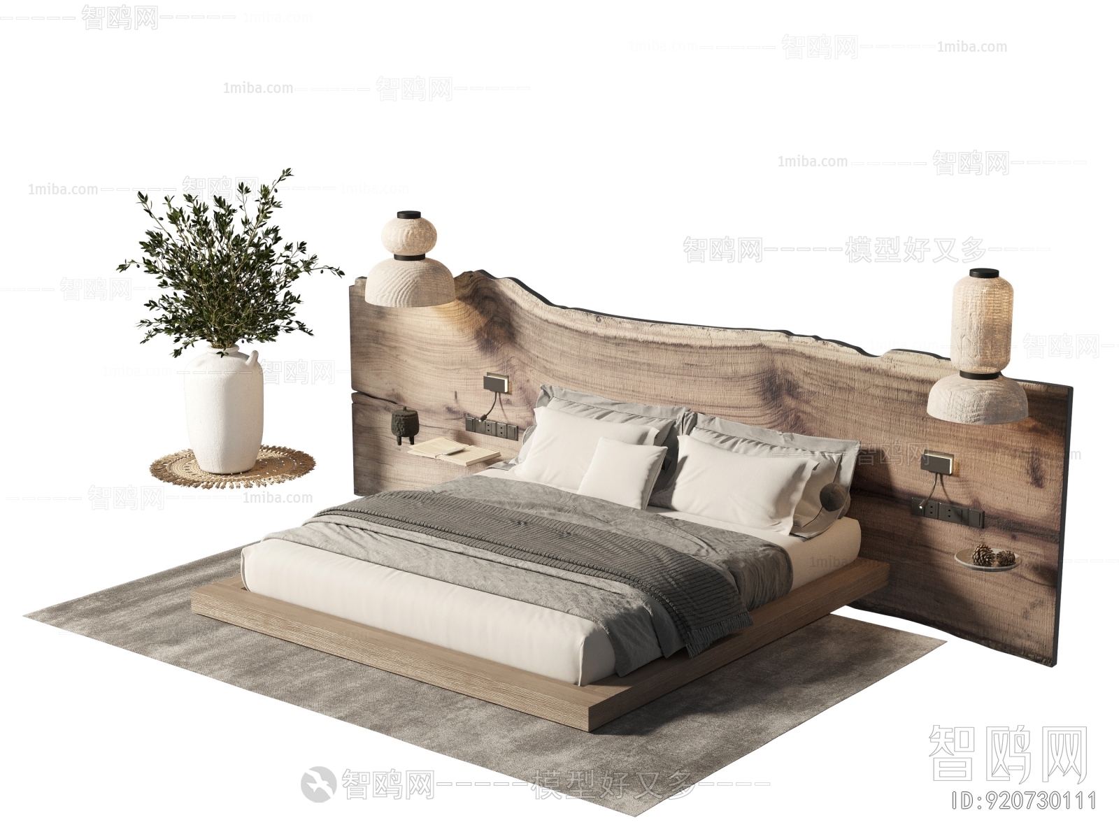 Wabi-sabi Style Double Bed