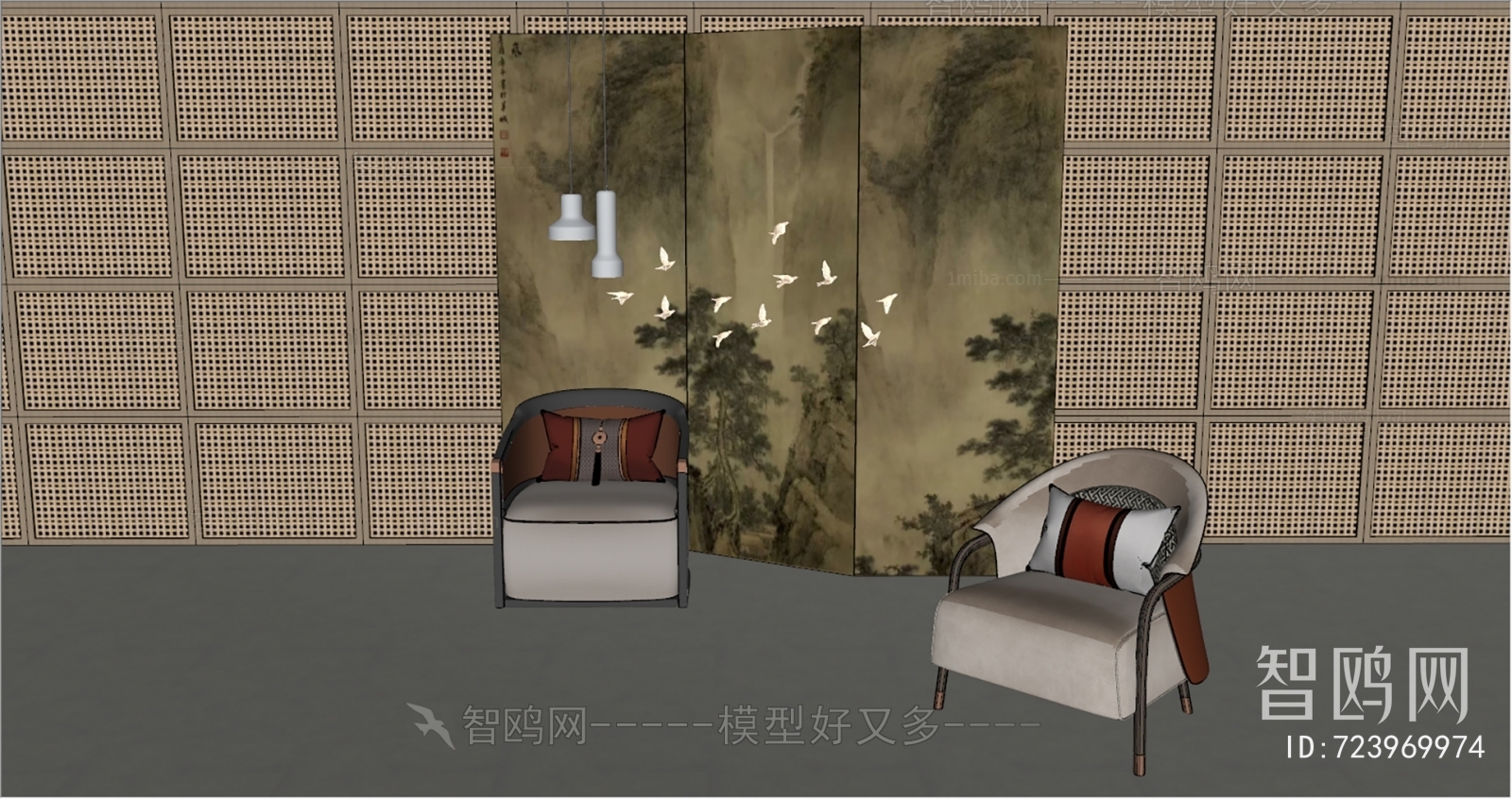 新中式单人沙发