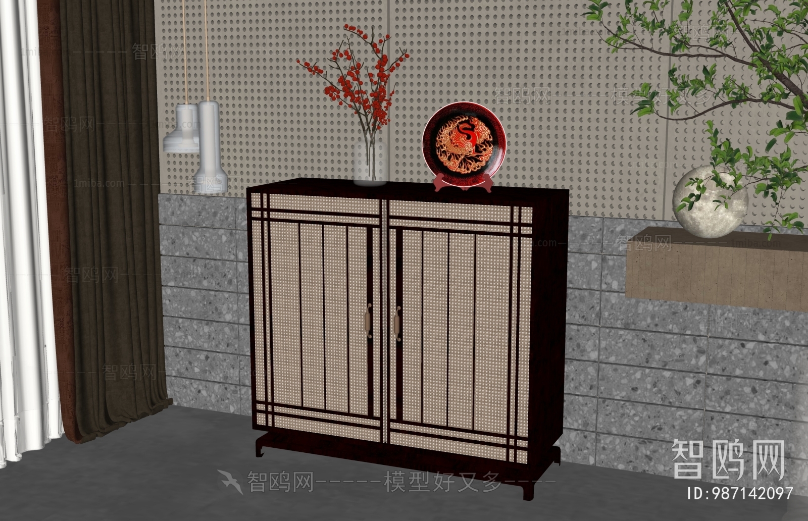 New Chinese Style Side Cabinet