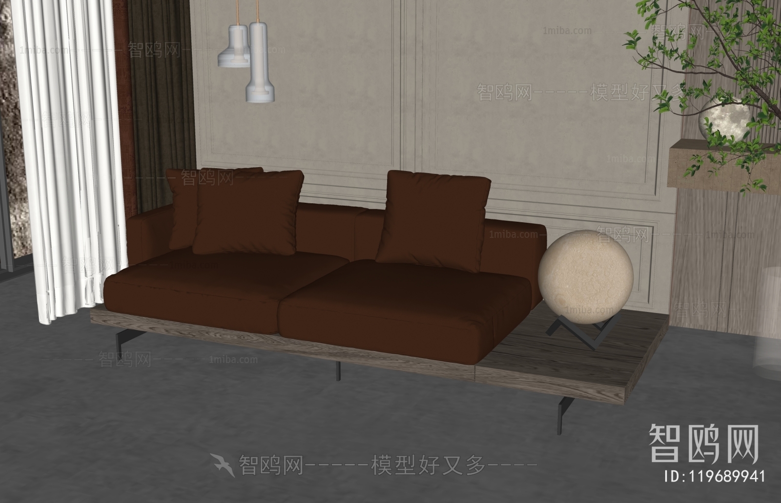 现代双人皮革沙发