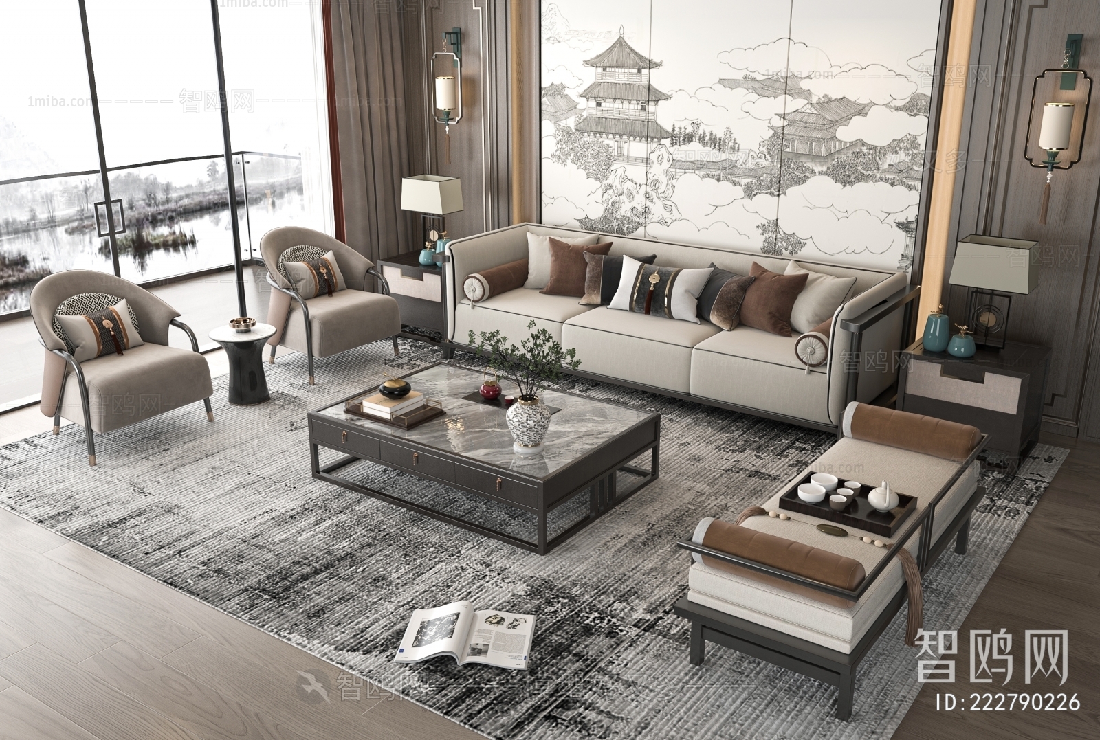 New Chinese Style Sofa Combination